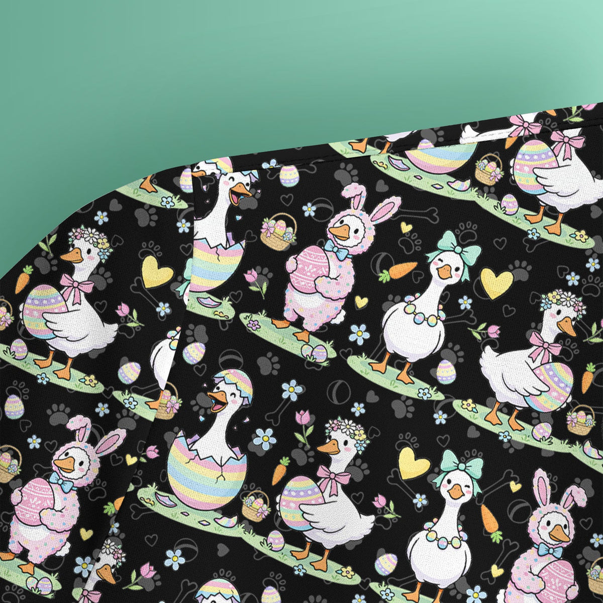 Pastel Easter Goose Bunny Egg Pattern Scrub Top, Comfortable Scrubs for Nurses