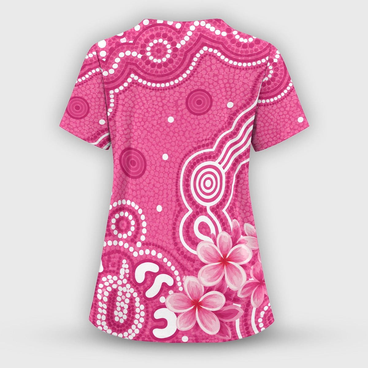 Pink Cockatoo Floral Dot Nurse Scrub Top