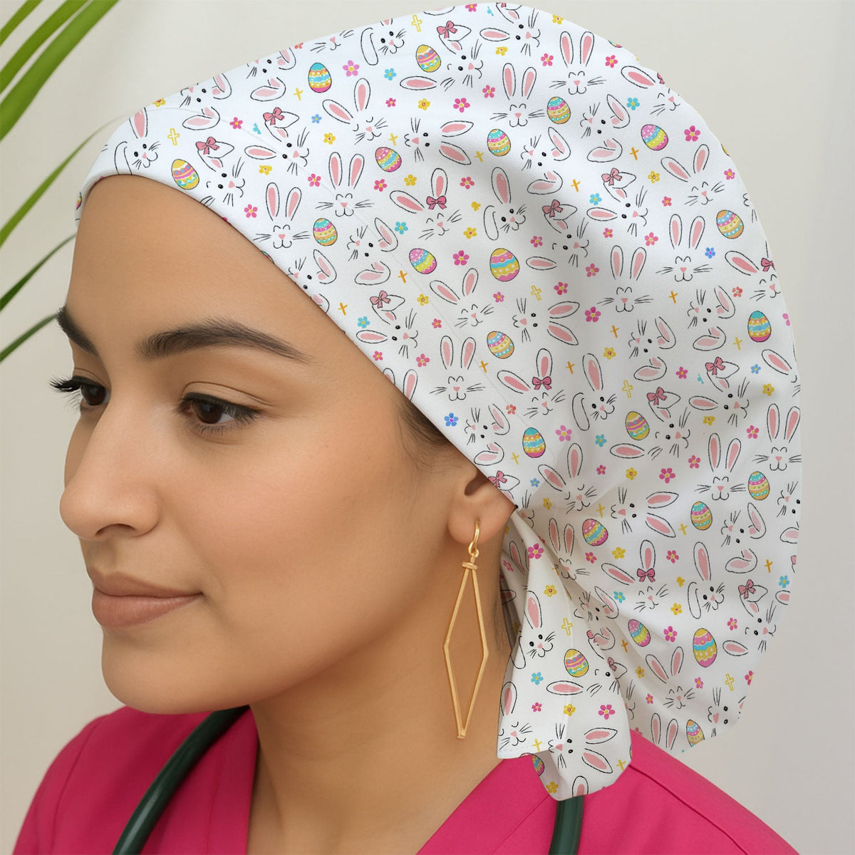 Bunny Faces Pastel Egg Scrub Cap - Easter Gift For Nurse