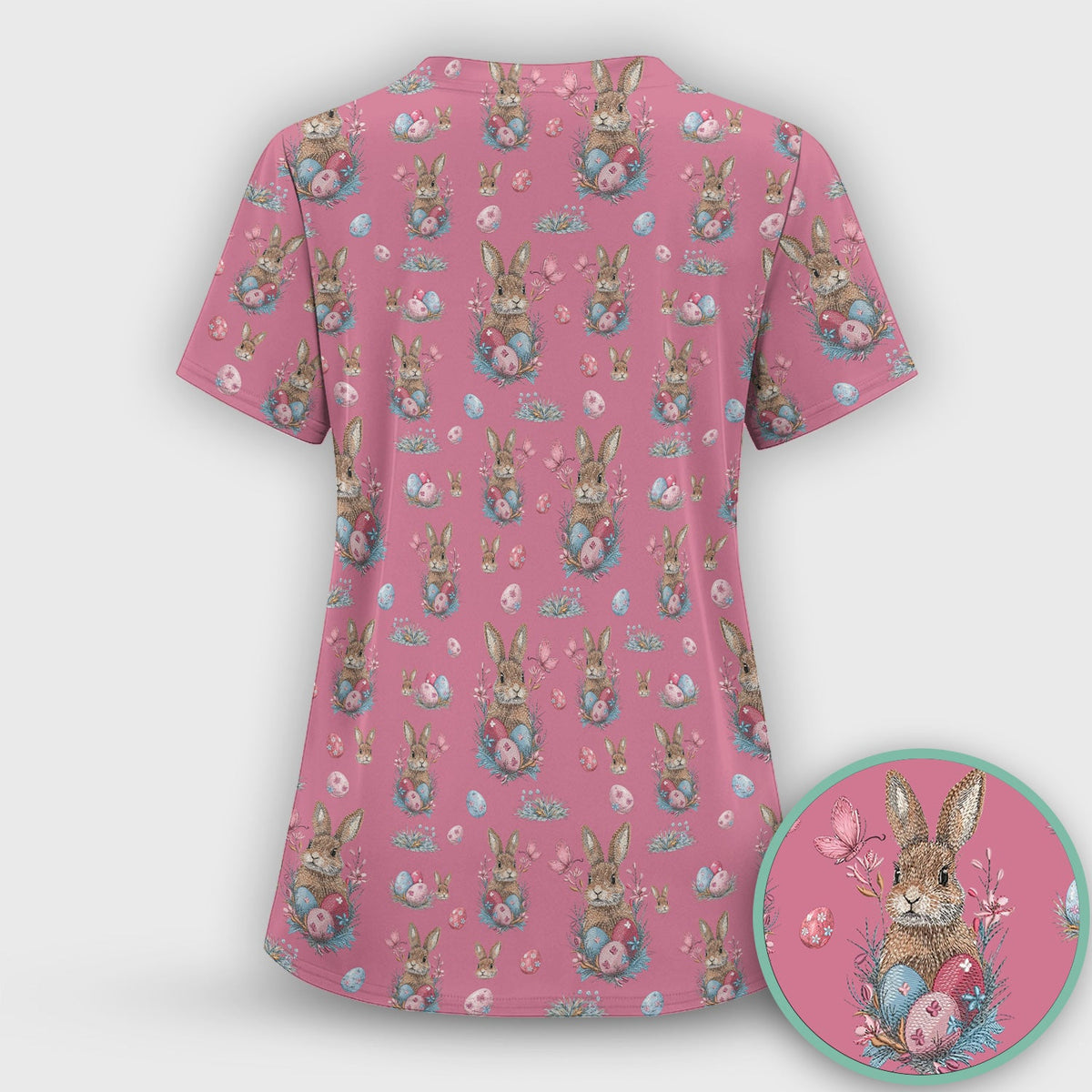Pastel Easter Bunny Nest Nurse Scrub Set