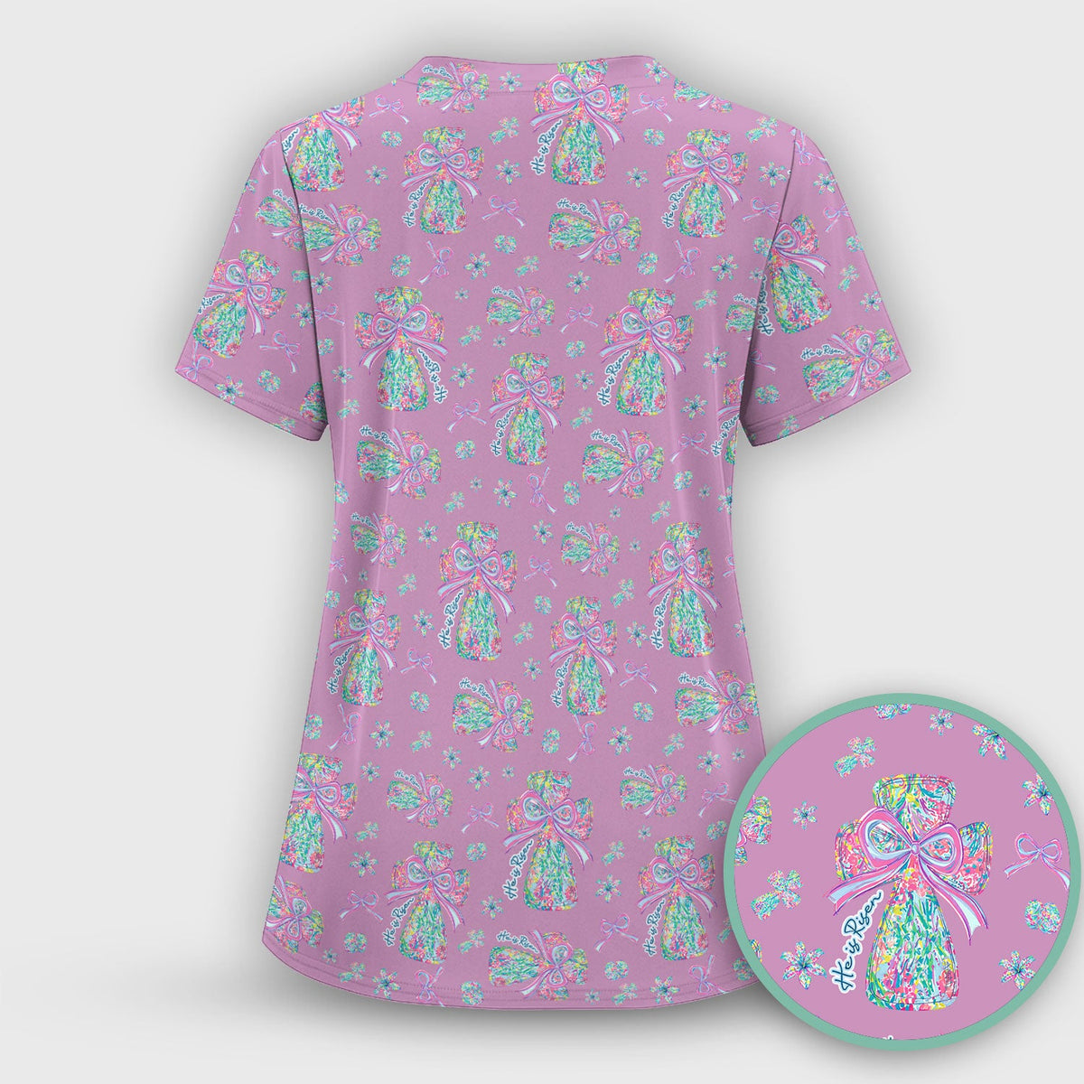 Colorful Bow Nurse Scrub Set