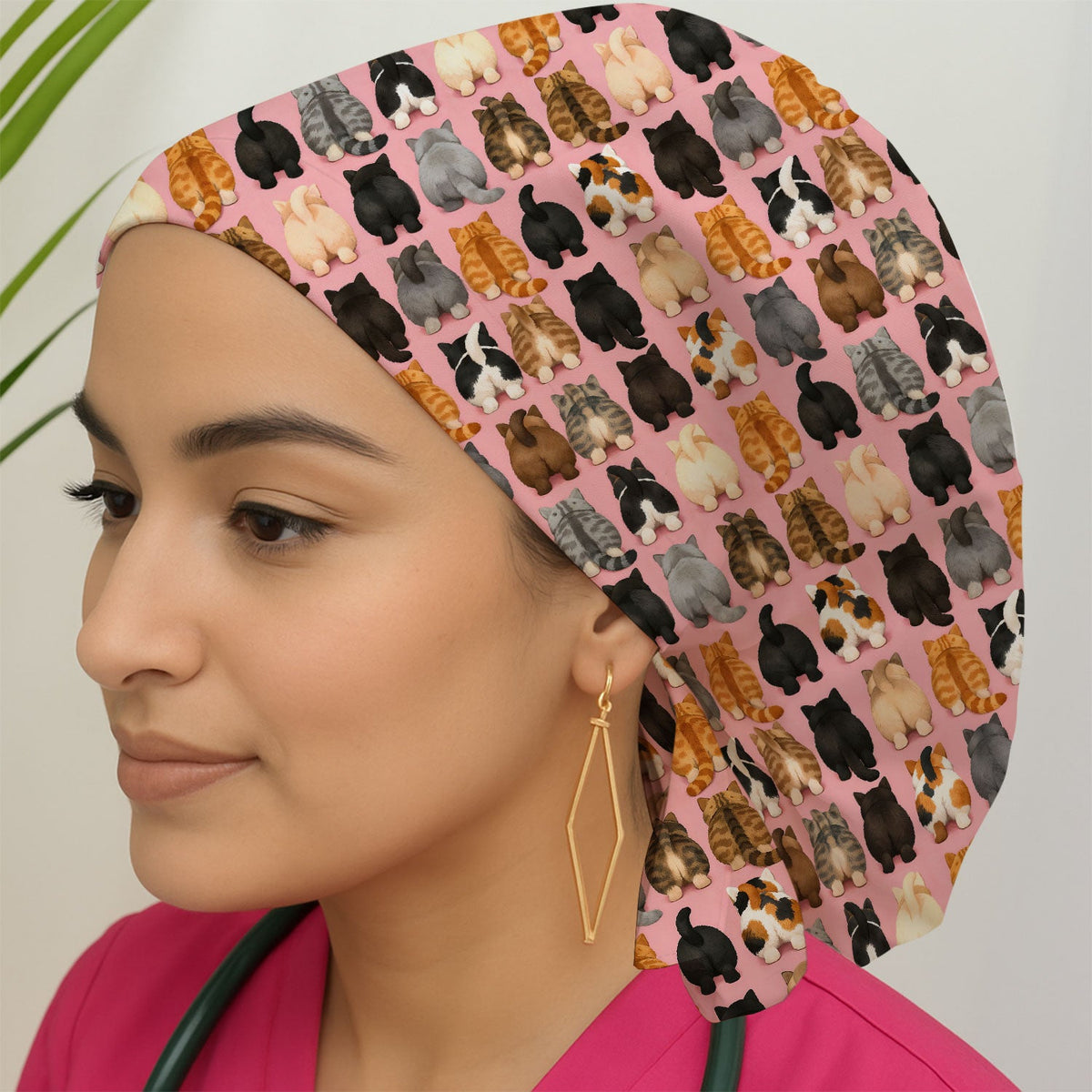 Cats Back View Scrub Cap