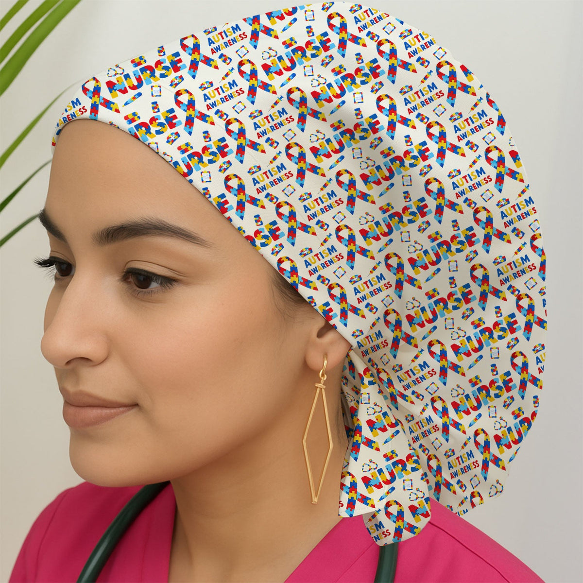 Autism Awareness Puzzle Ribbon Scrub Cap