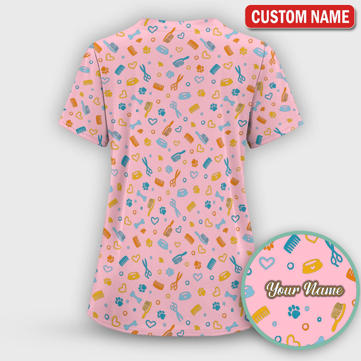 Personalized Dog Cat Grooming Nurse Scrub Set