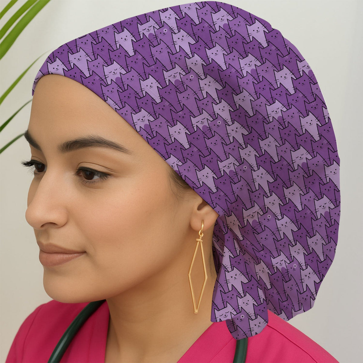 Purple Cats Scrub Cap
