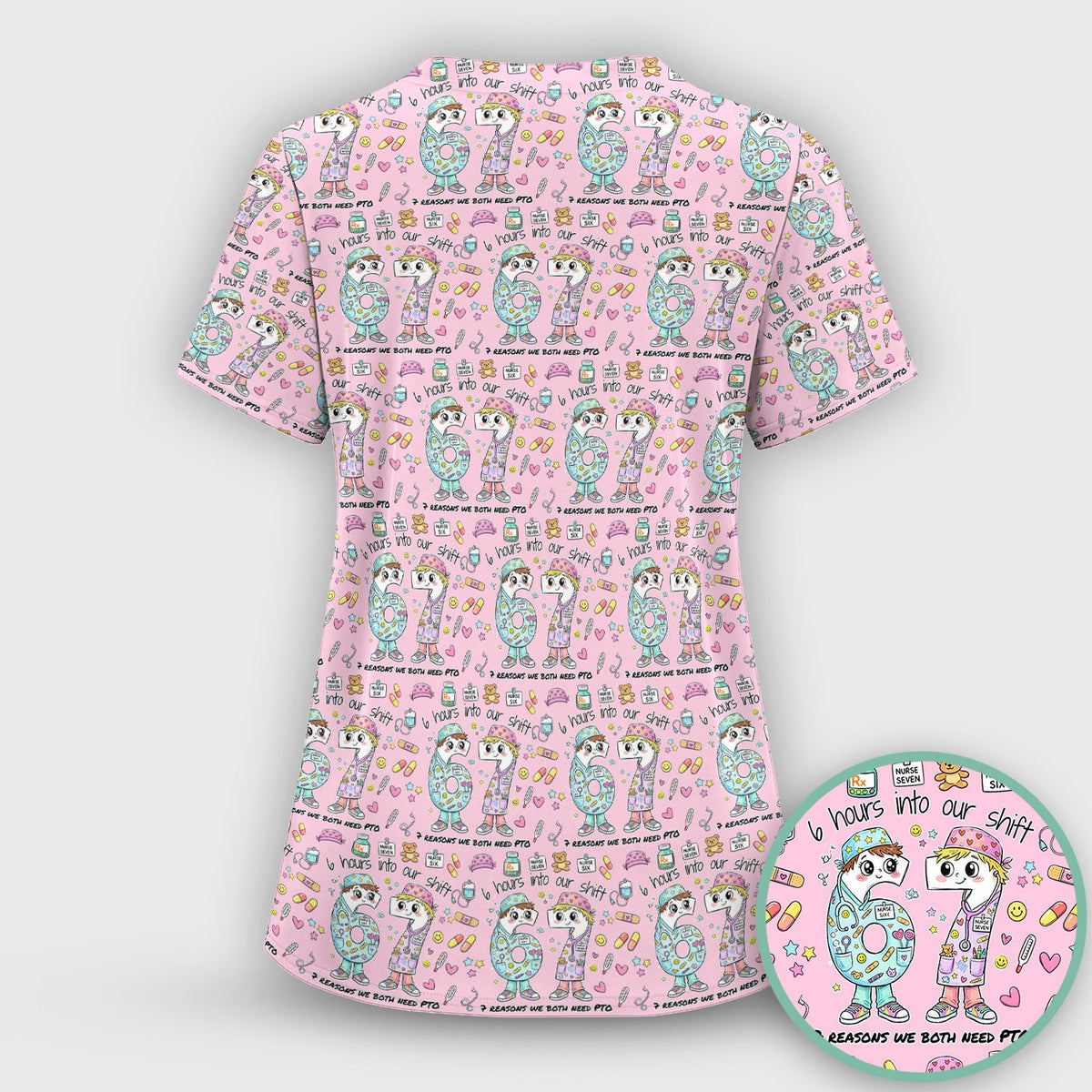 Six Hours Into Shift Beige Nurse Scrub Set