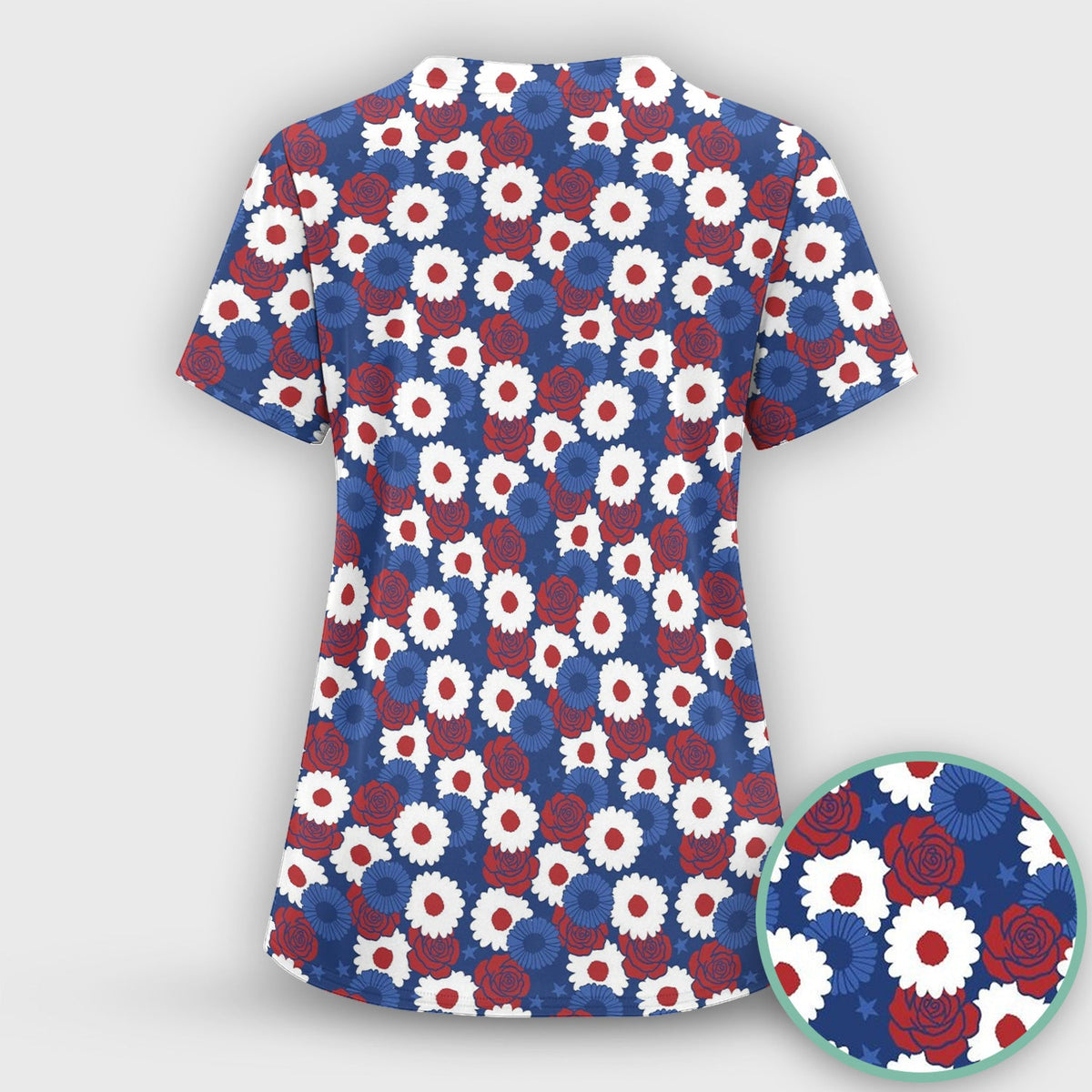 Daisy Rose Floral Nurse Scrub Top