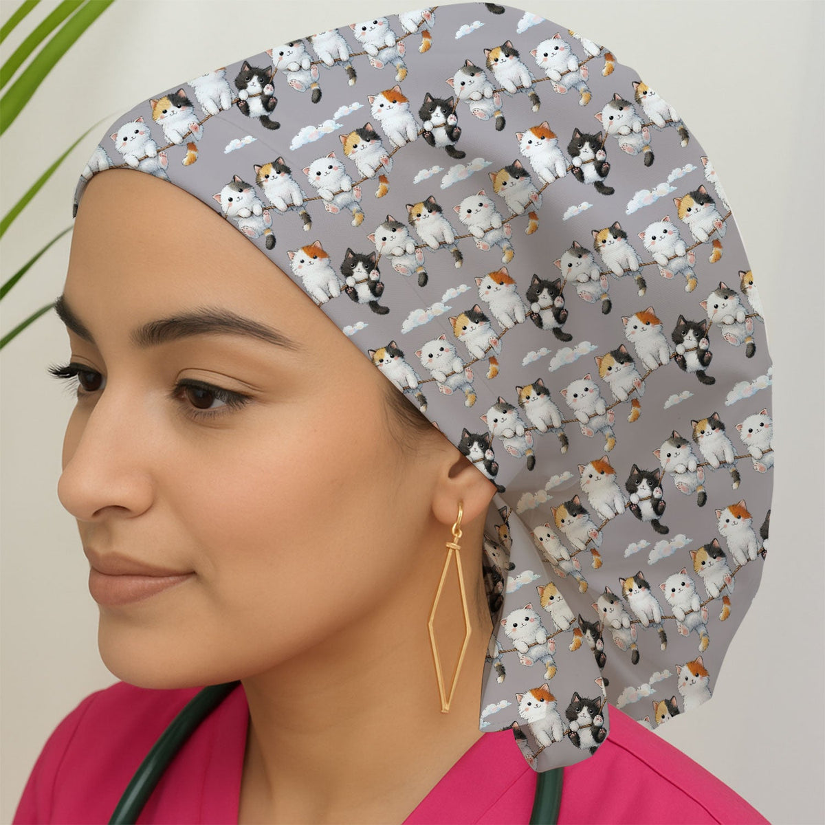 Cats Sitting on Rope Scrub Cap