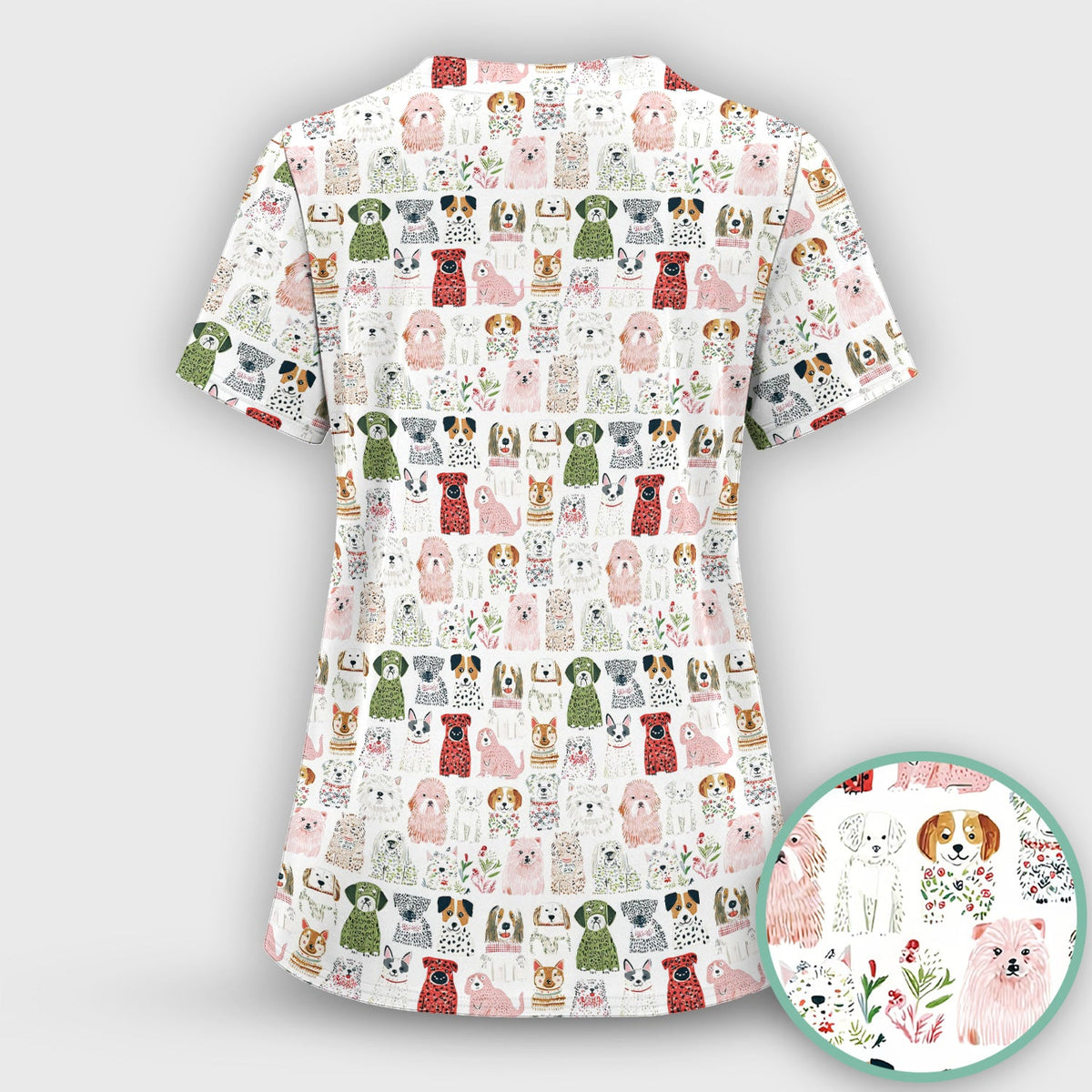 Dog Breeds Nurse Scrub Top