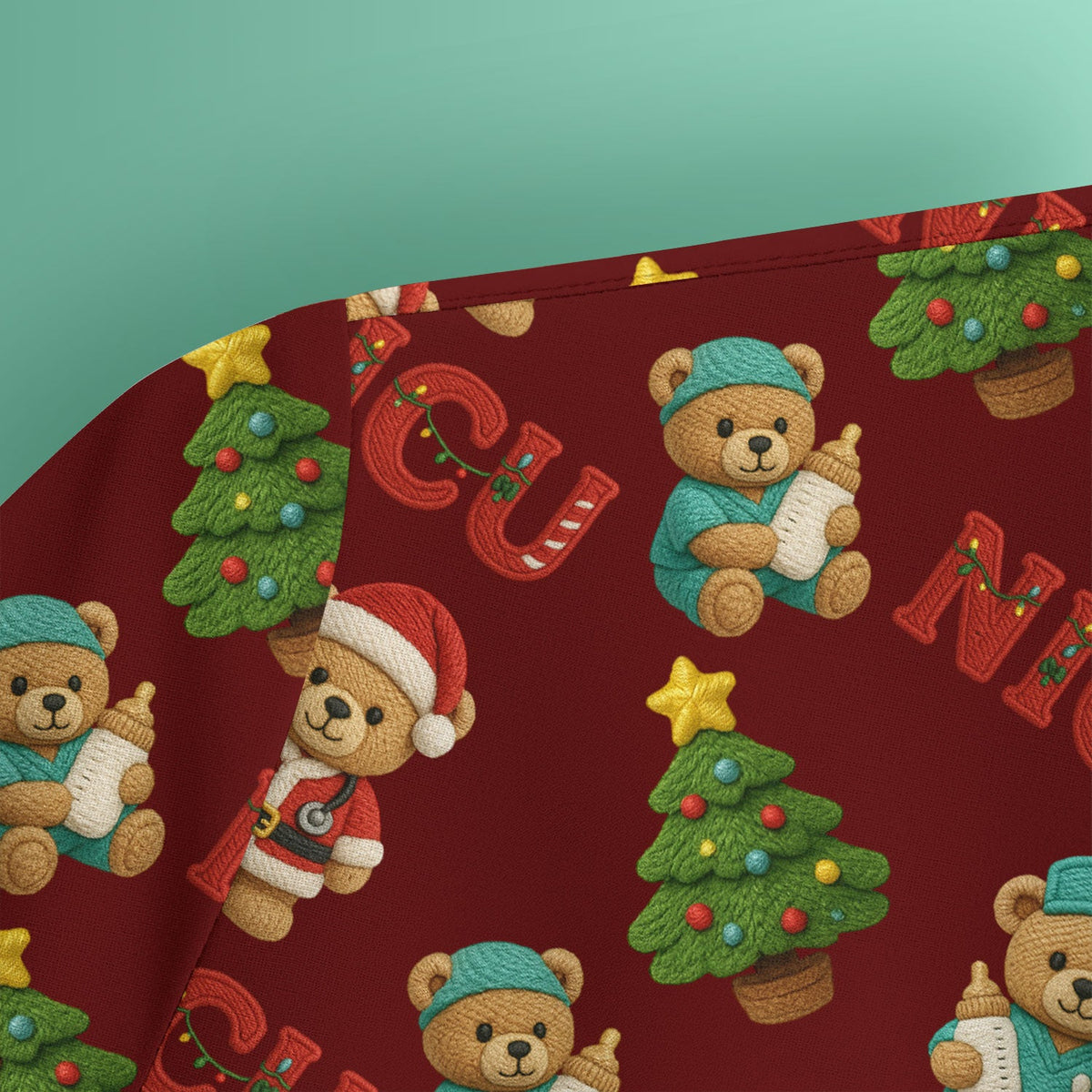 NICU Nurse Teddy Bear Scrub Top - Christmas Gift