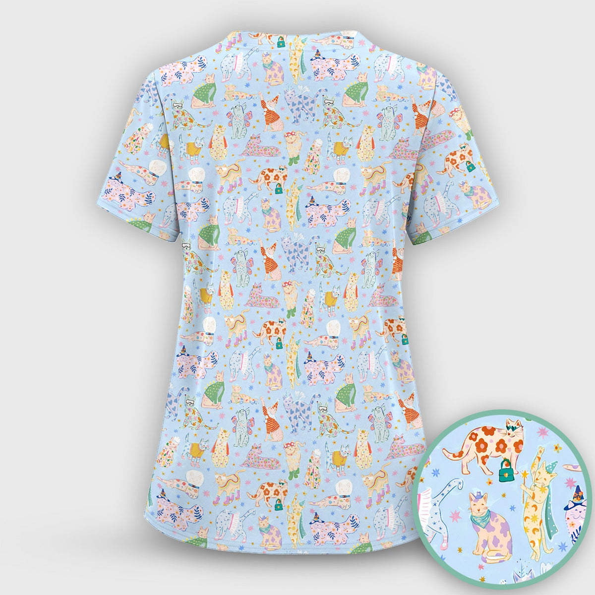 Colorful Cats Nurse Scrub Top