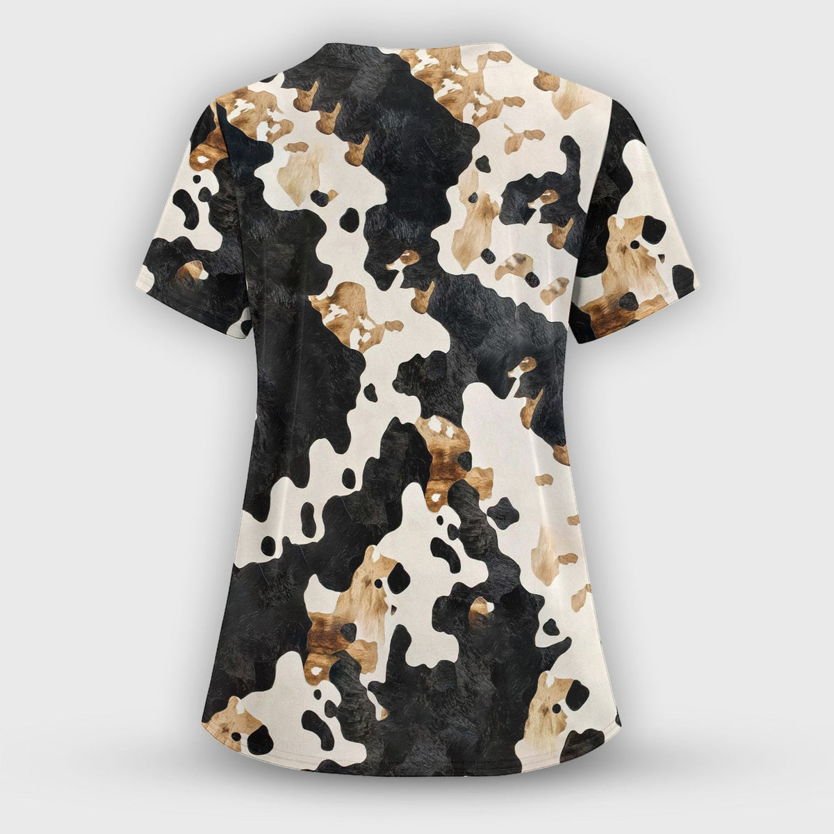 Classic Cow Print Nurse Scrub Top