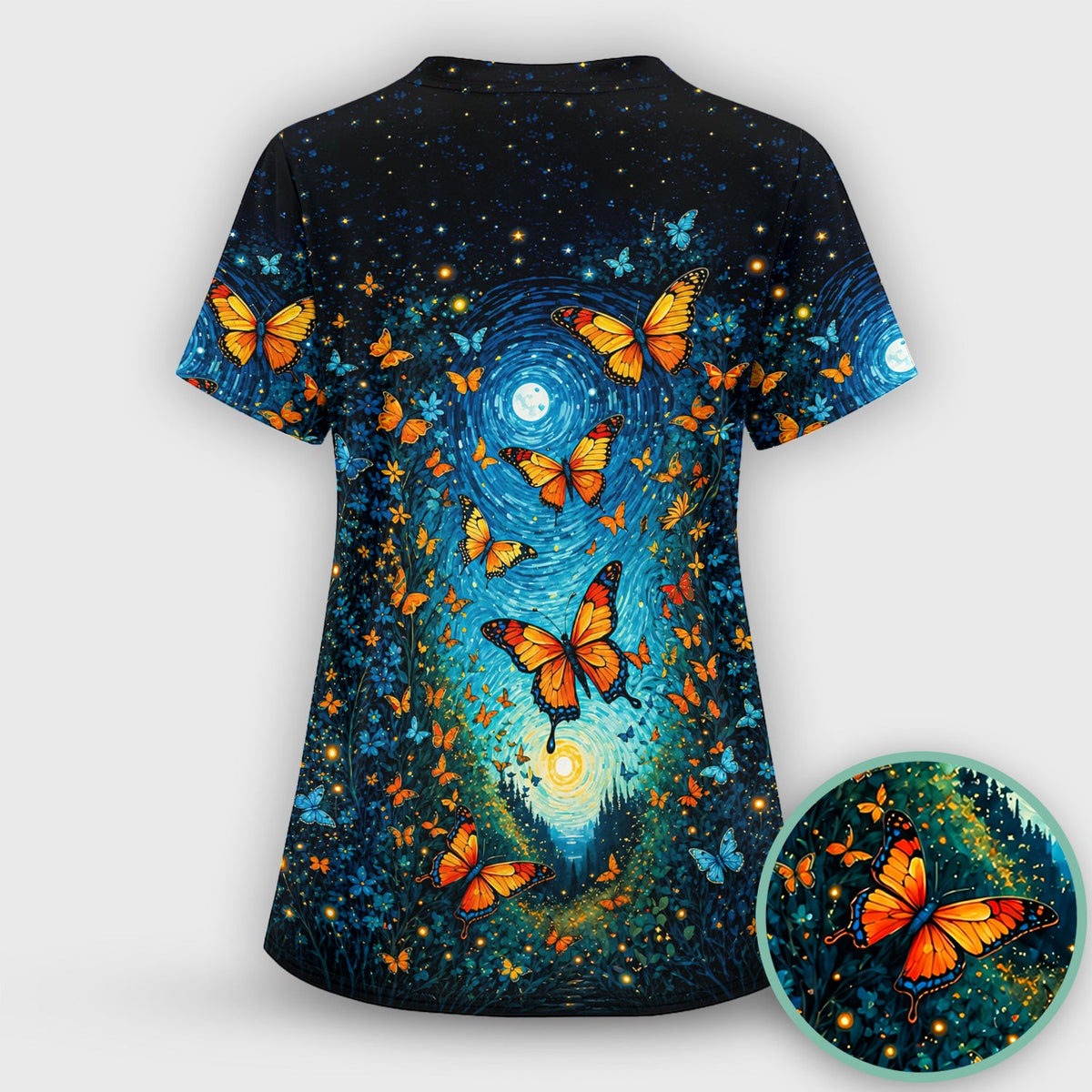 Moonlit Butterfly Nurse Scrub Set