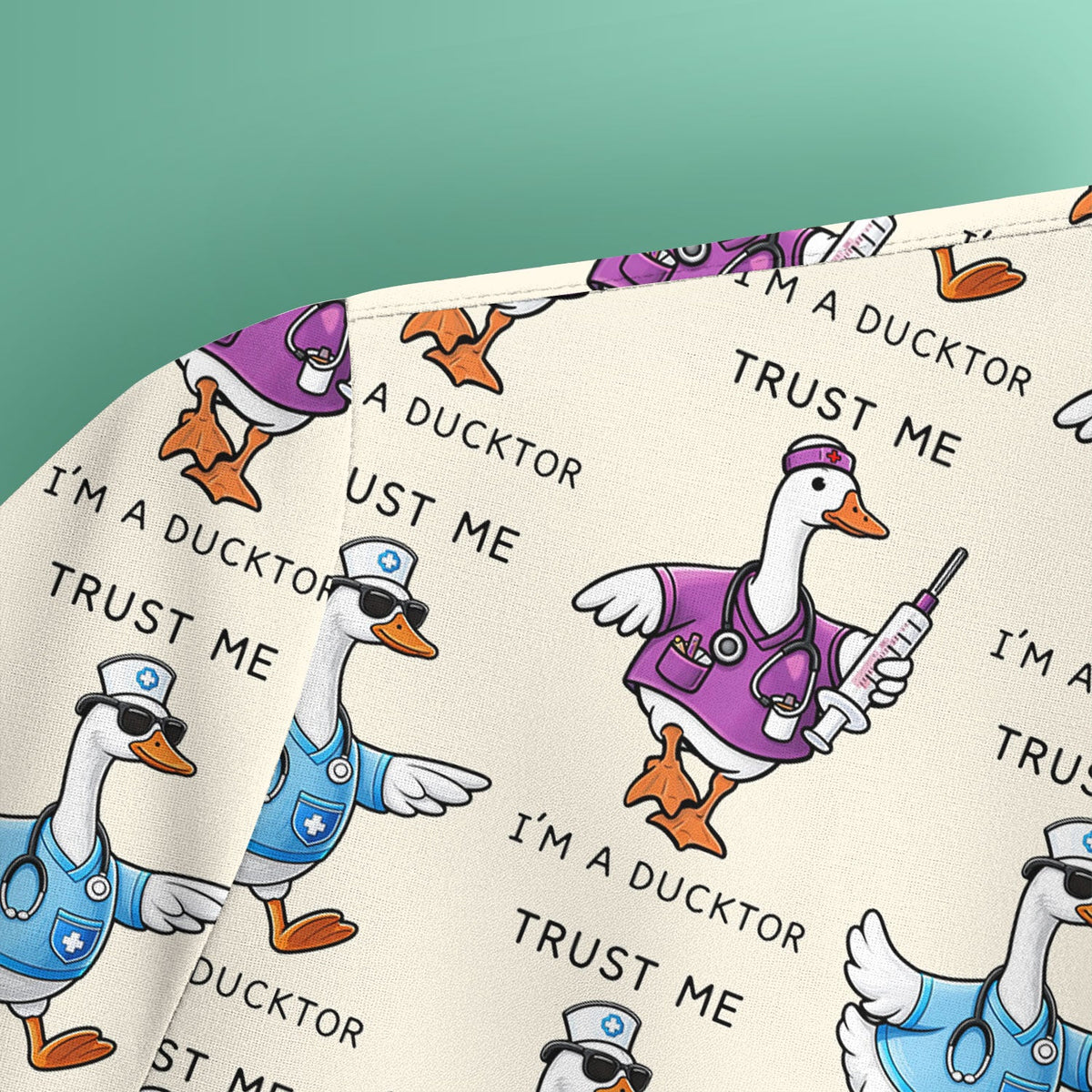 Duck Cartoon Nurse Scrub Top