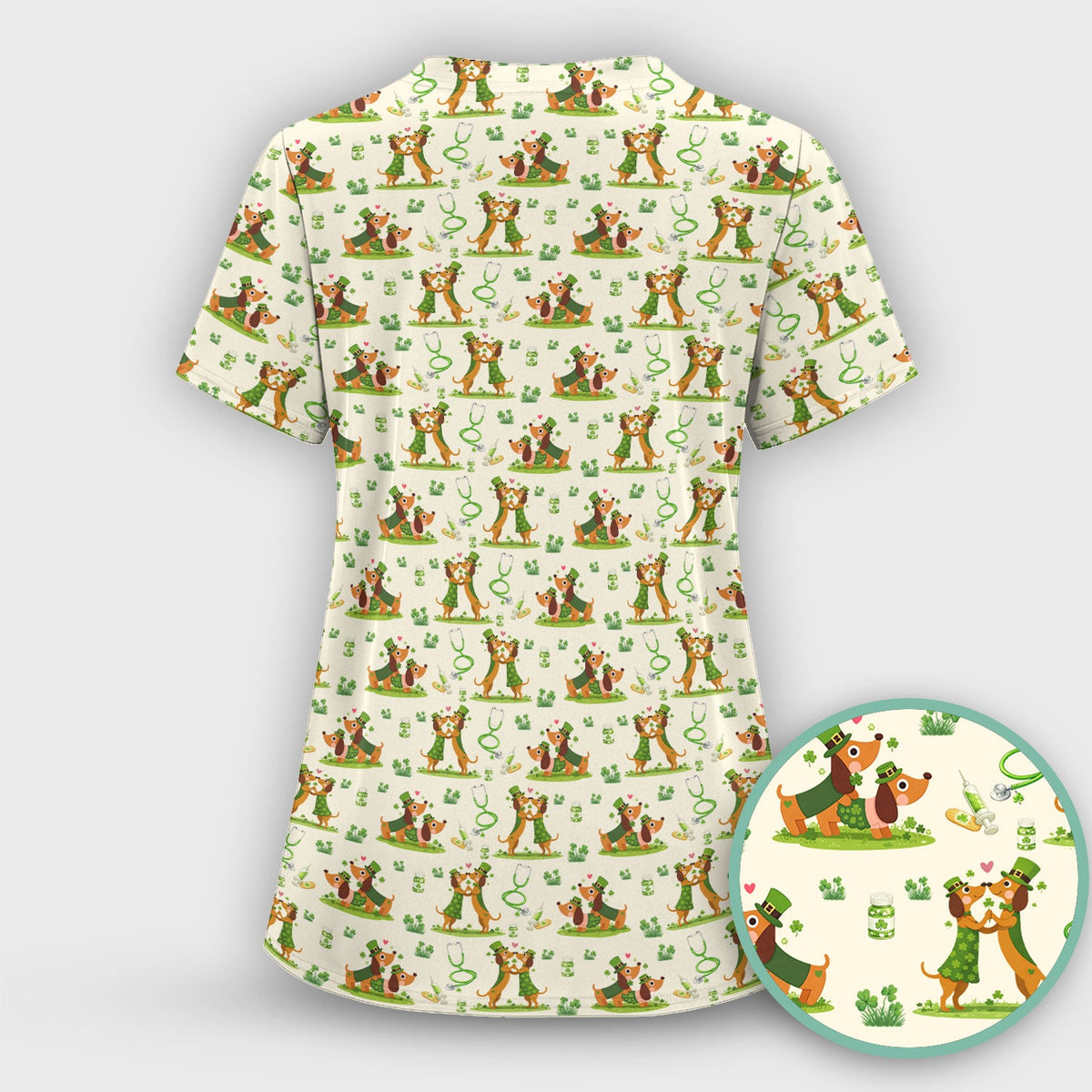 Valentine Dachshund Nurse Heart Scrub Set