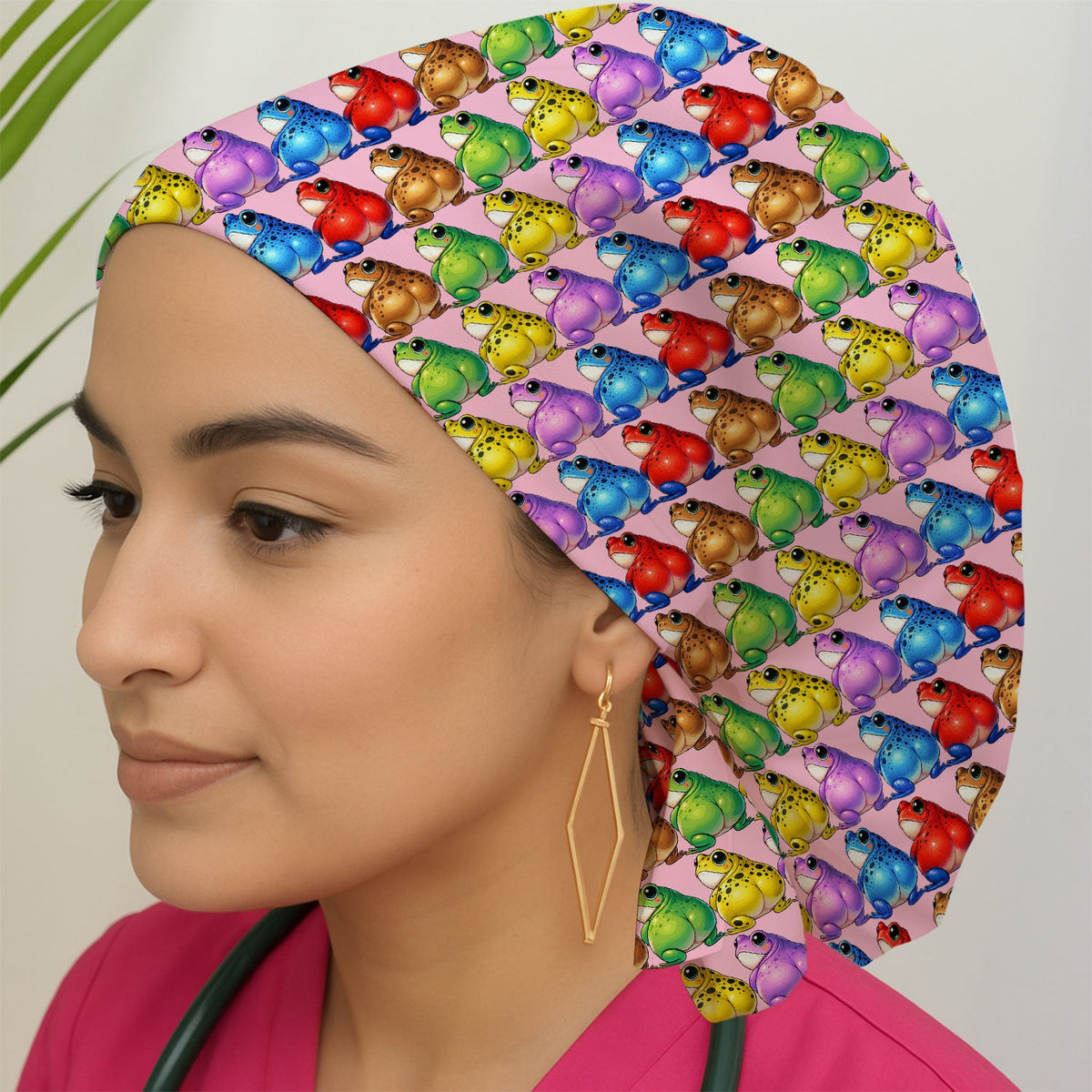 Colorful Frogs Scrub Cap