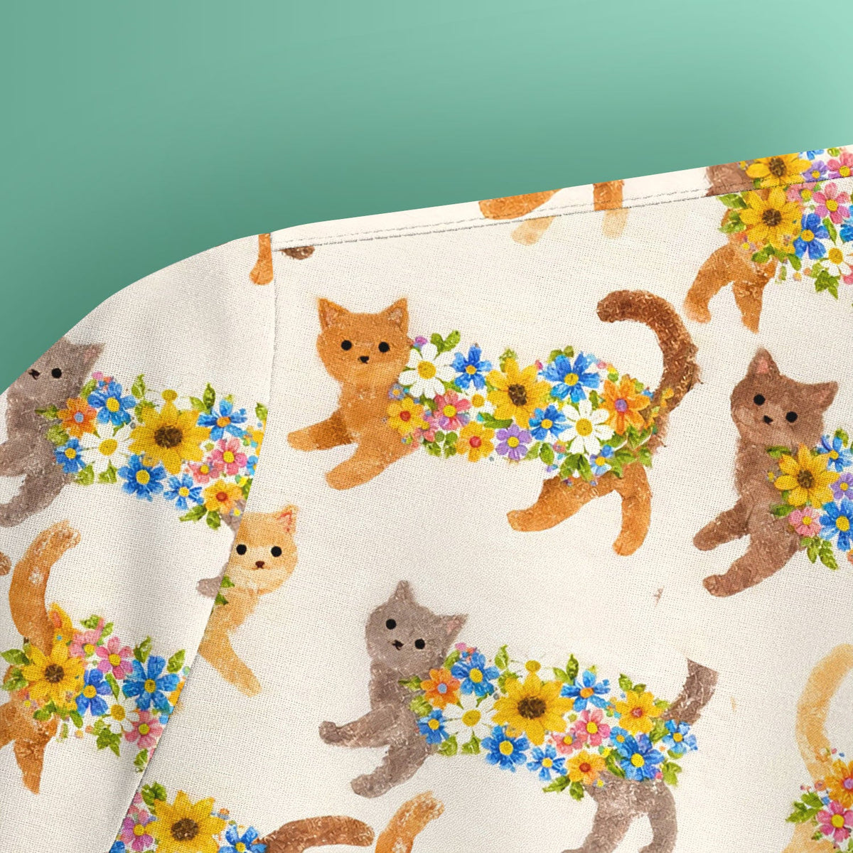 Flower Filled Cat Nurse Scrub Top