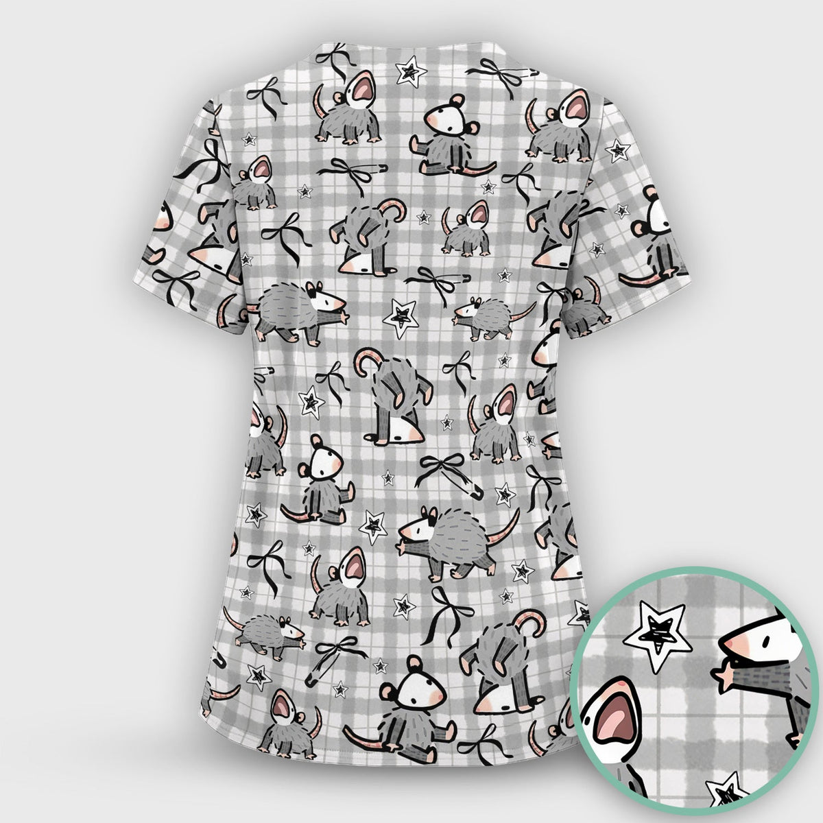 Mouse Opossum Cartoon Nurse Scrub Top