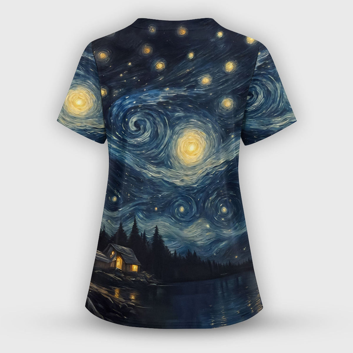 Cat Starry Night Sky Nurse Scrub Set