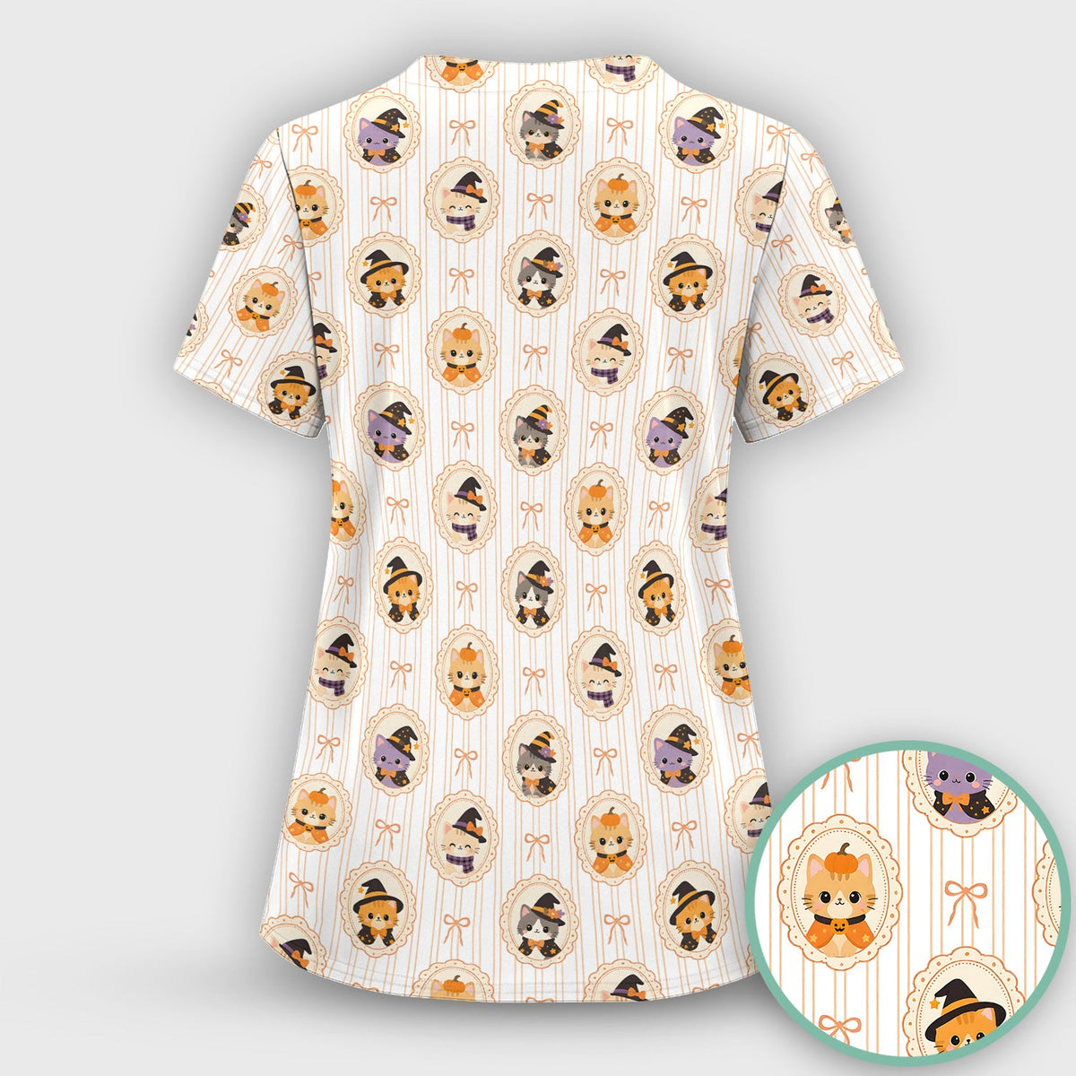 Halloween Cat Stripe Nurse Scrub Set