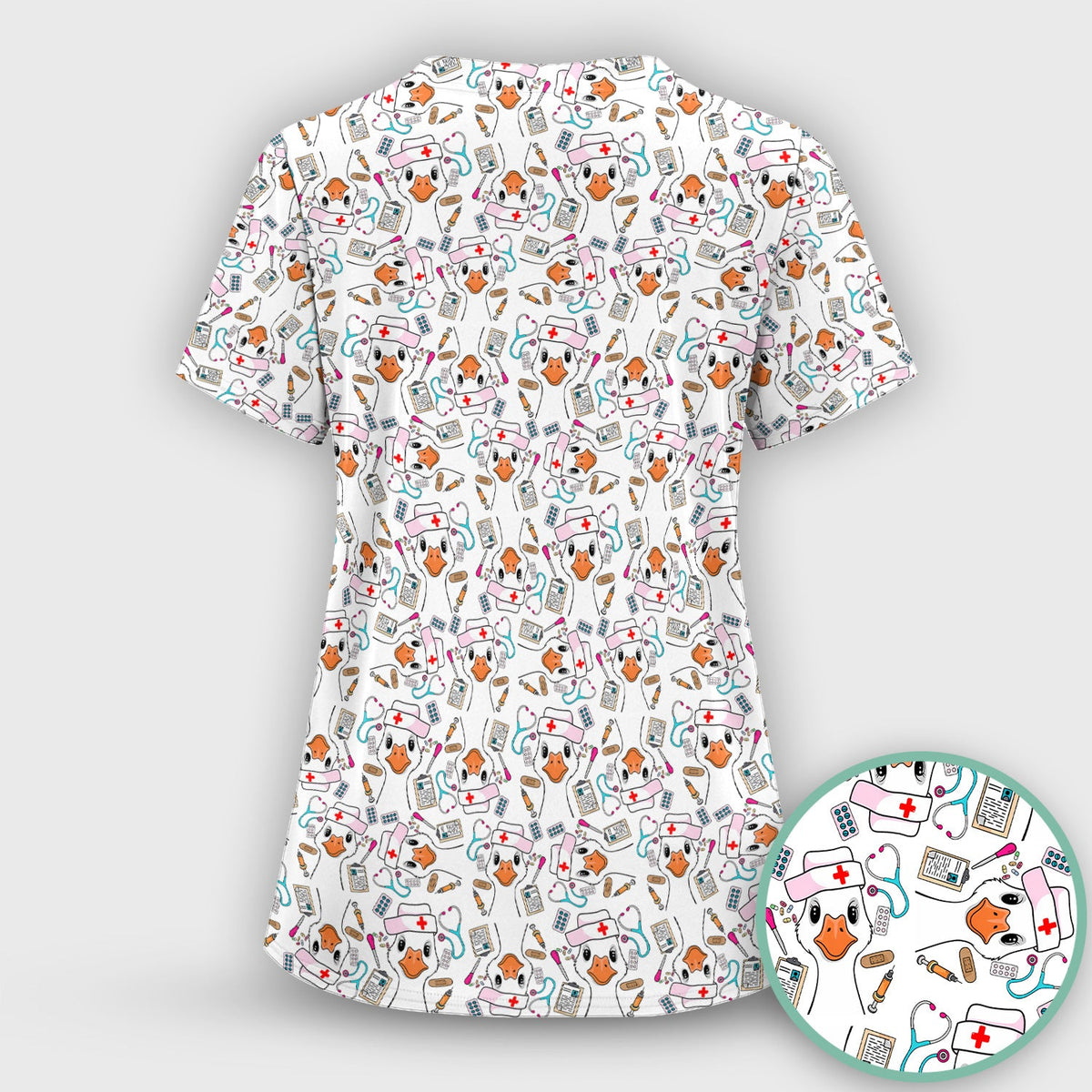 Duck Wearing Hat With Medical Tools Nurse Scrub Set