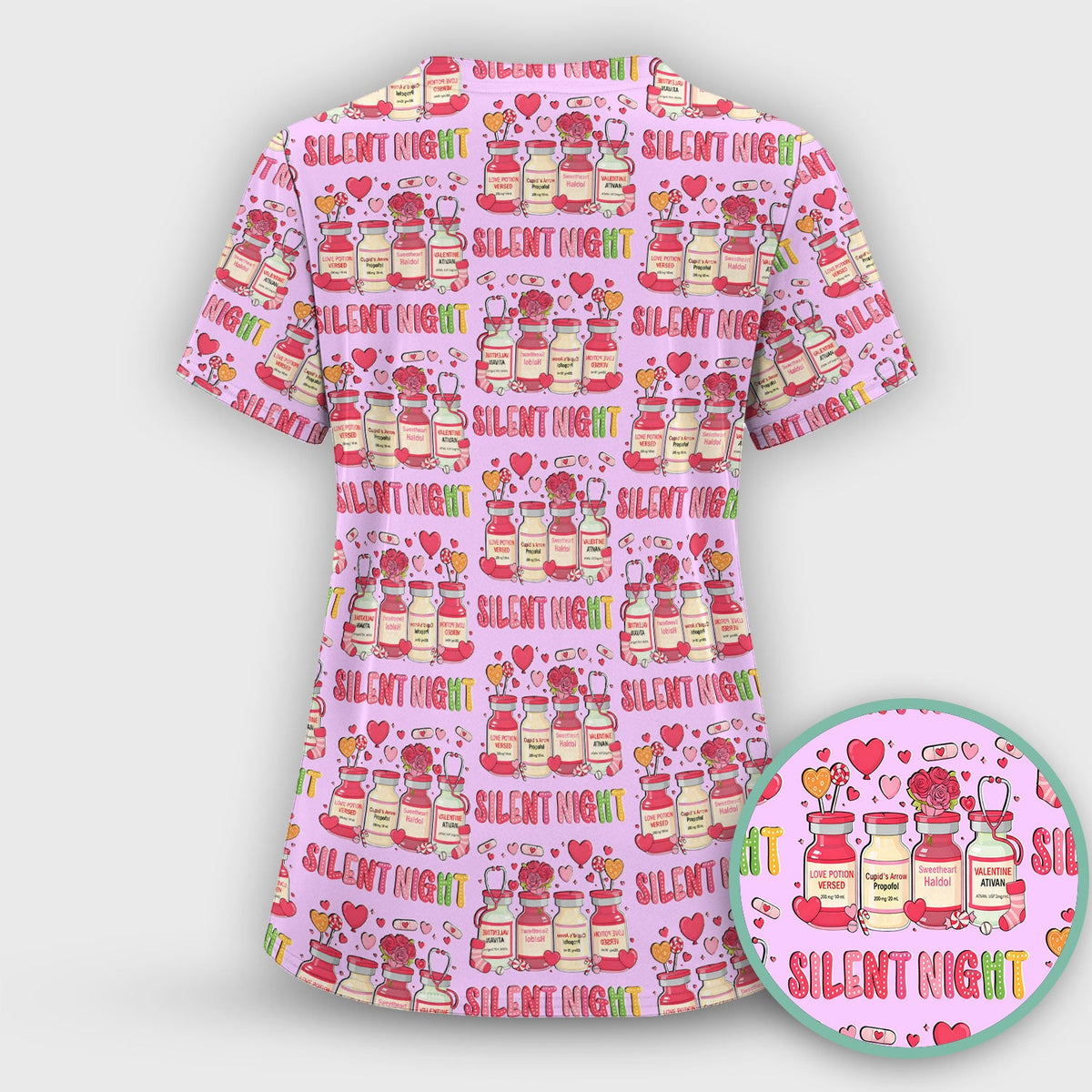 Valentine Silent Night Love Nurse Scrub Set