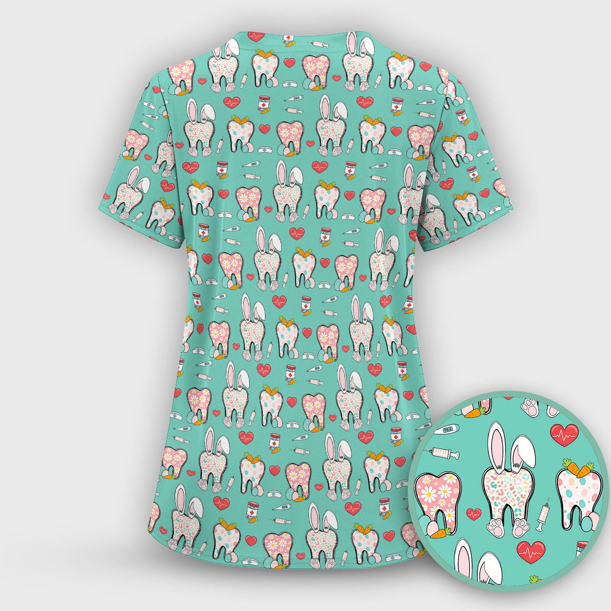 Easter Bunny Dentist Nurse Scrub Top