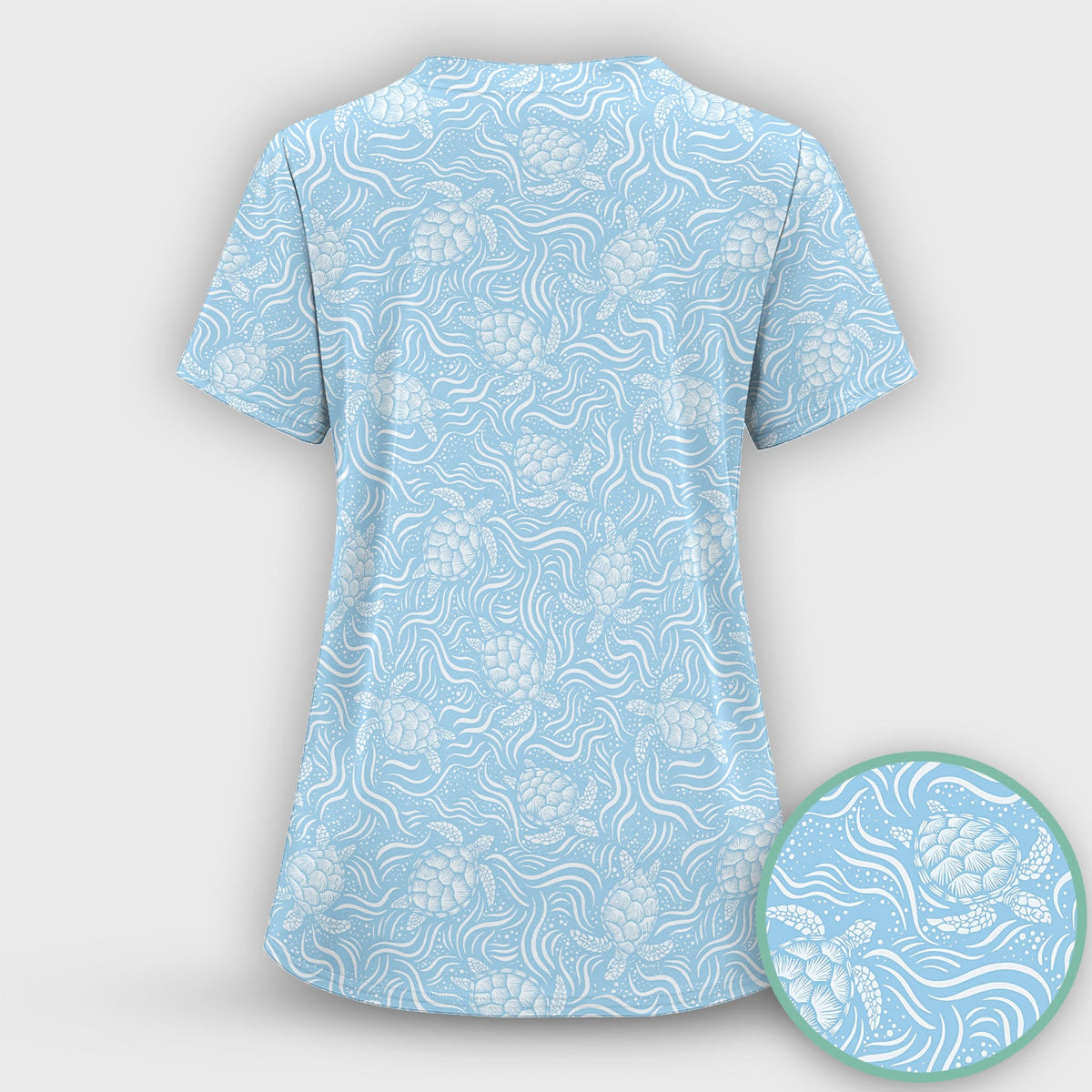 Ocean Sea Turtle Waves Nurse Scrub Top