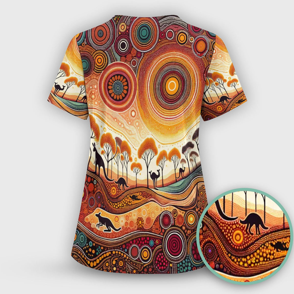 Aboriginal Kangaroo Art Nurse Scrub Set