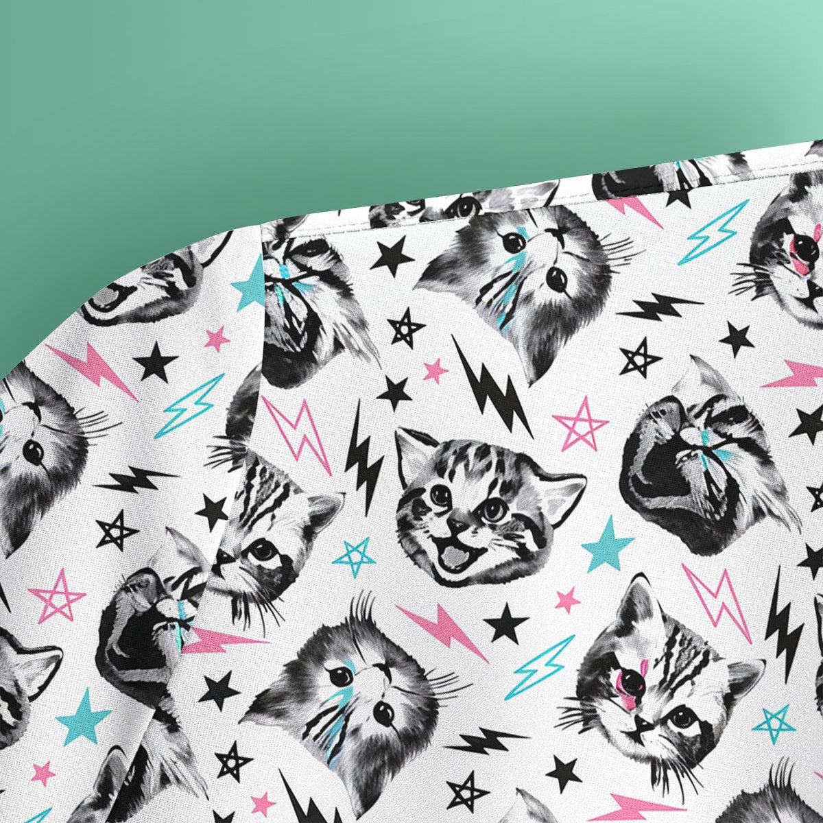 Cat Faces Lightning Nurse Scrub Top
