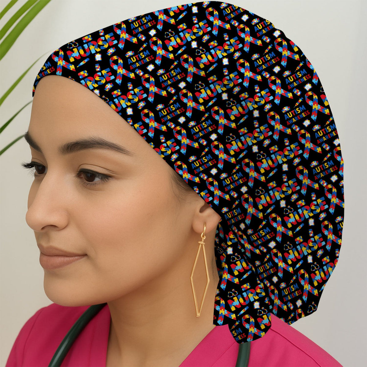 Autism Awareness Puzzle Ribbon Scrub Cap