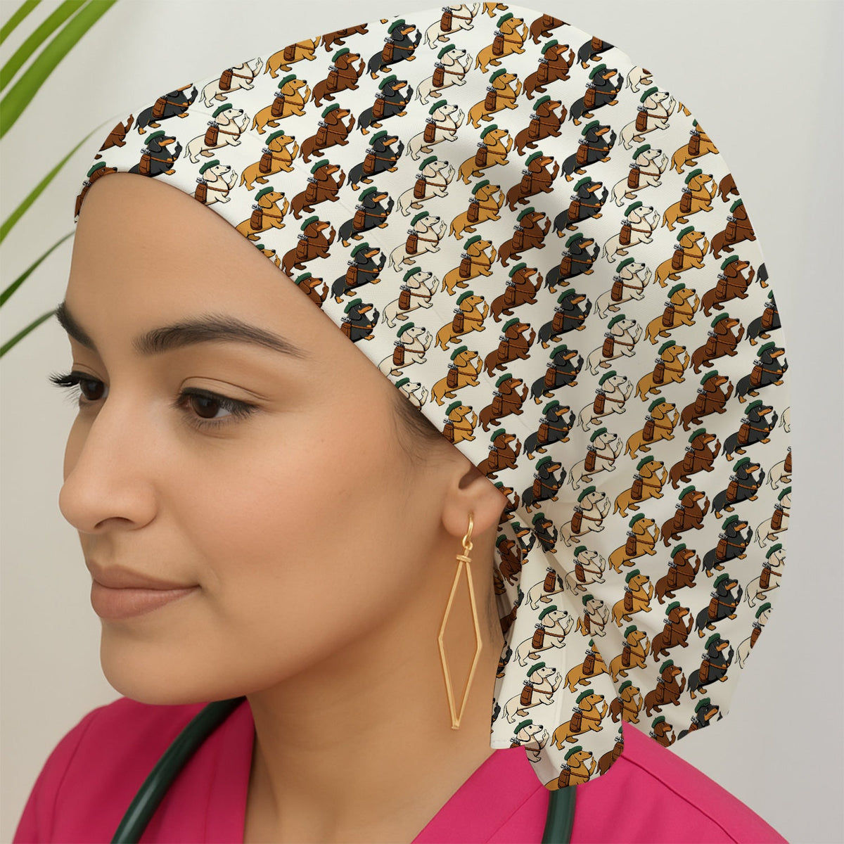 Dachshund Hat And Backpack Scrub Cap