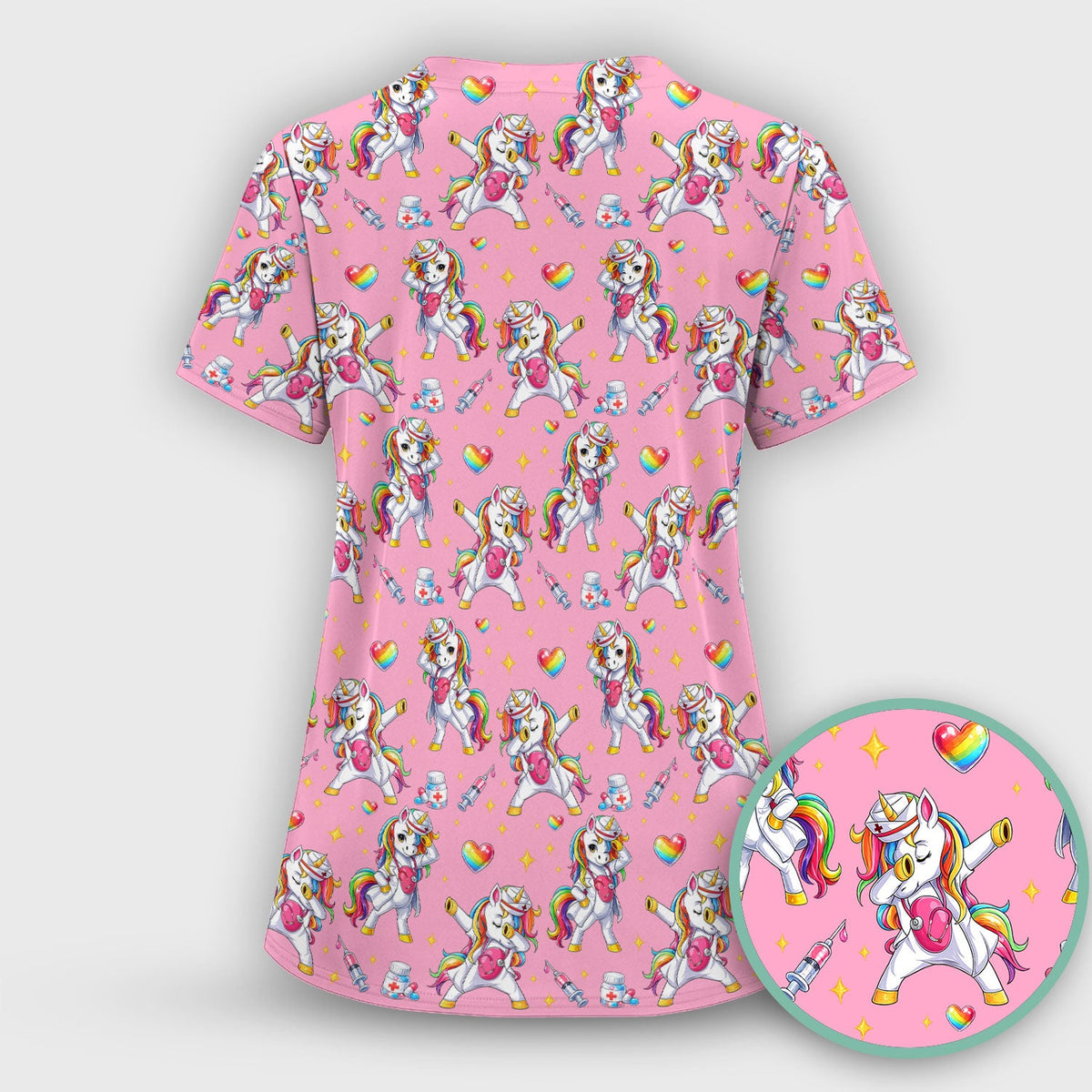 Nurse Unicorn Rainbow Scrub Set