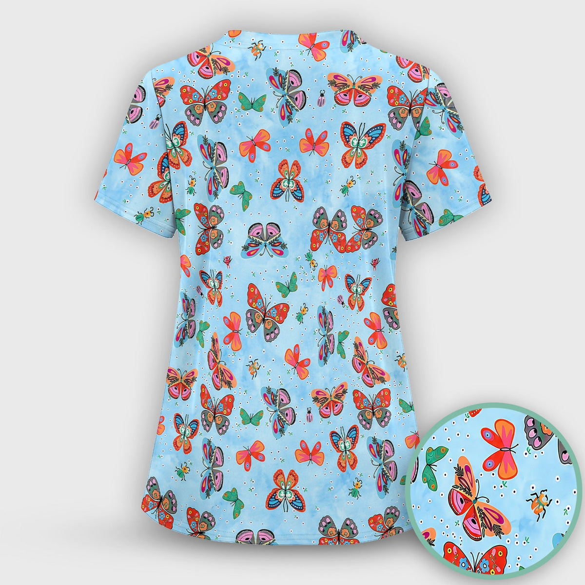 Colorful Butterfly Garden Nurse Scrub Set