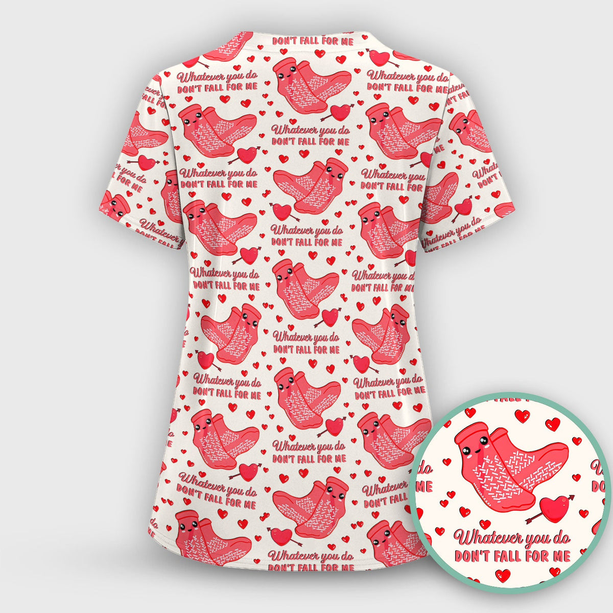 Valentine Funny Love Quote Shirt Scrub Top, Breathable Fabrics Nursing Uniform