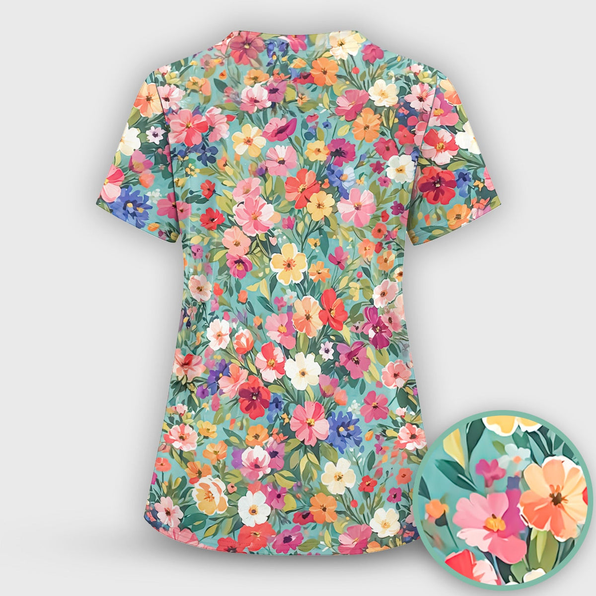 Colorful Wildflower Garden Bloom Nurse Scrub Set