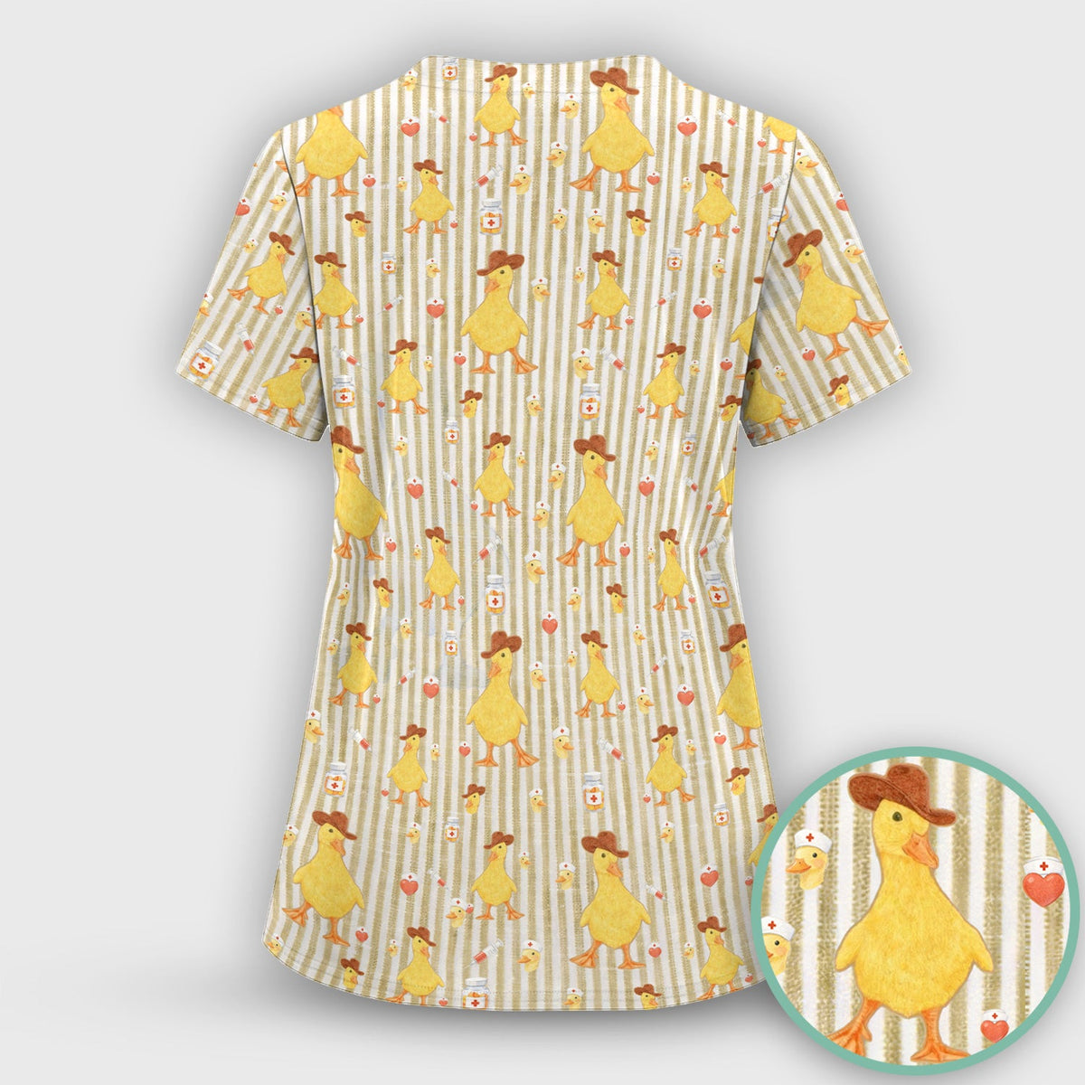 Cowboy Ducktor Vertical Stripe Nurse Scrub Set