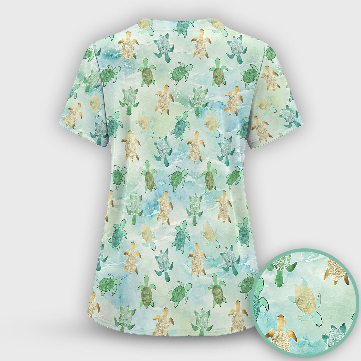 Watercolor Sea Turtle Nurse Scrub Set