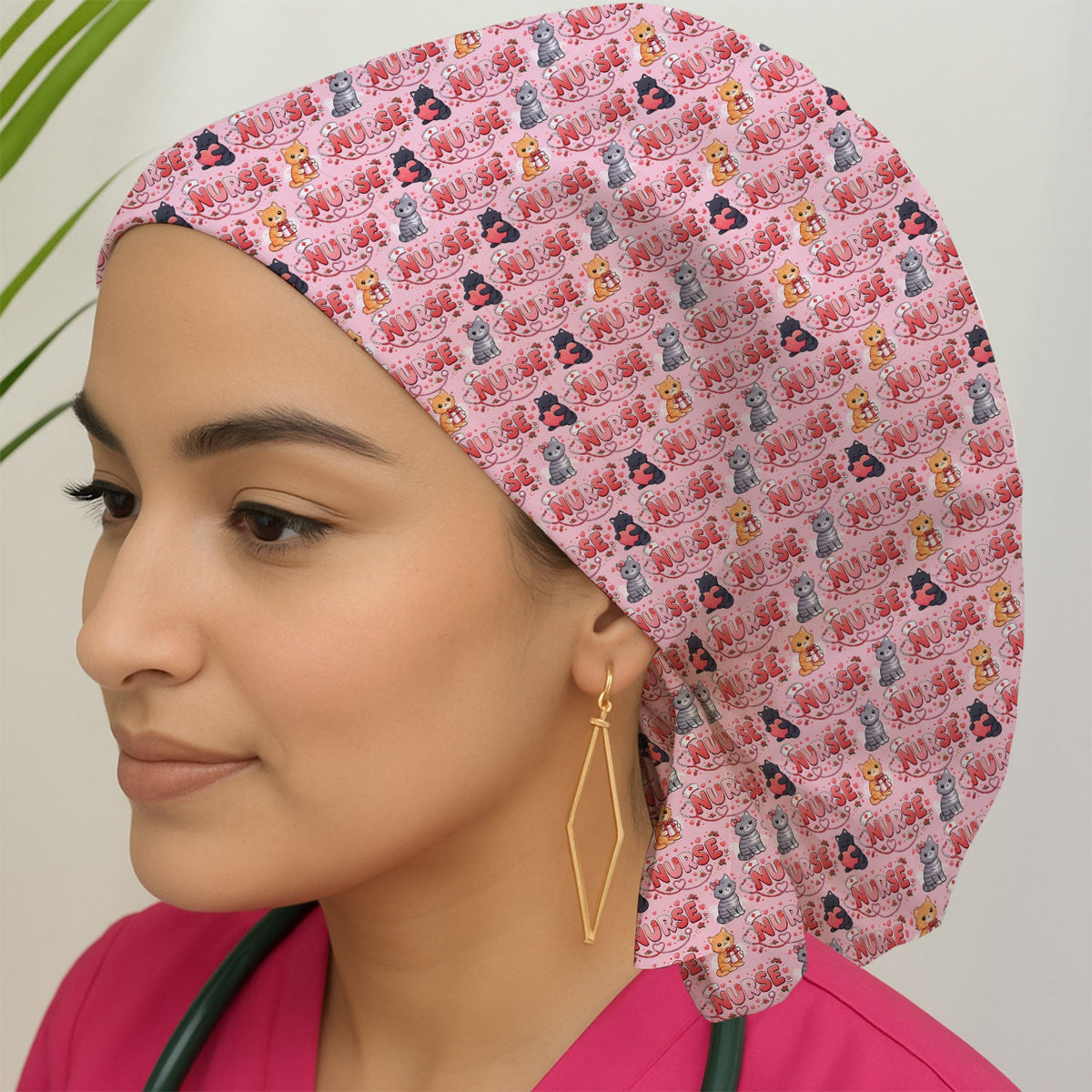 Cat Heart Nurse Scrub Cap - Valentines Day Gift