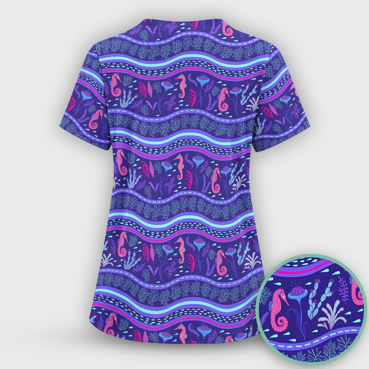 Purple Seahorse Ocean Nurse Scrub Set