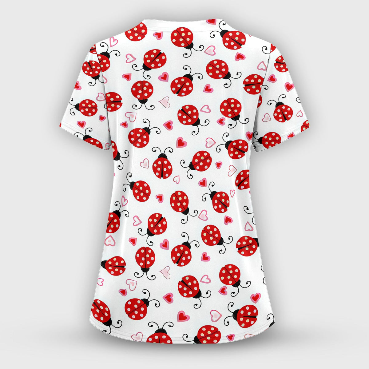 Ladybug Heart Love Nurse Scrub Top