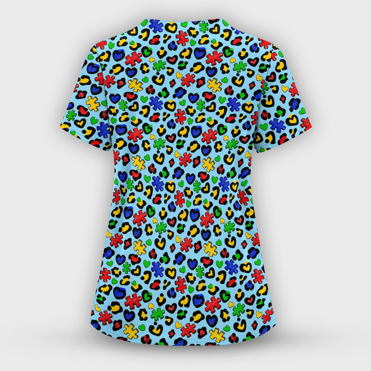 Puzzle Heart Awareness Nurse Scrub Top
