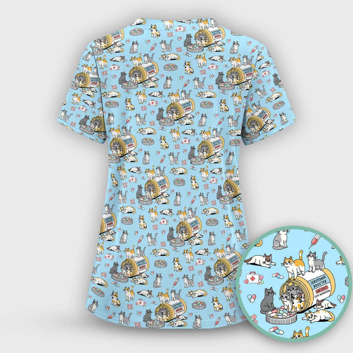 Cat Serotonin Booster Nurse Scrub Top