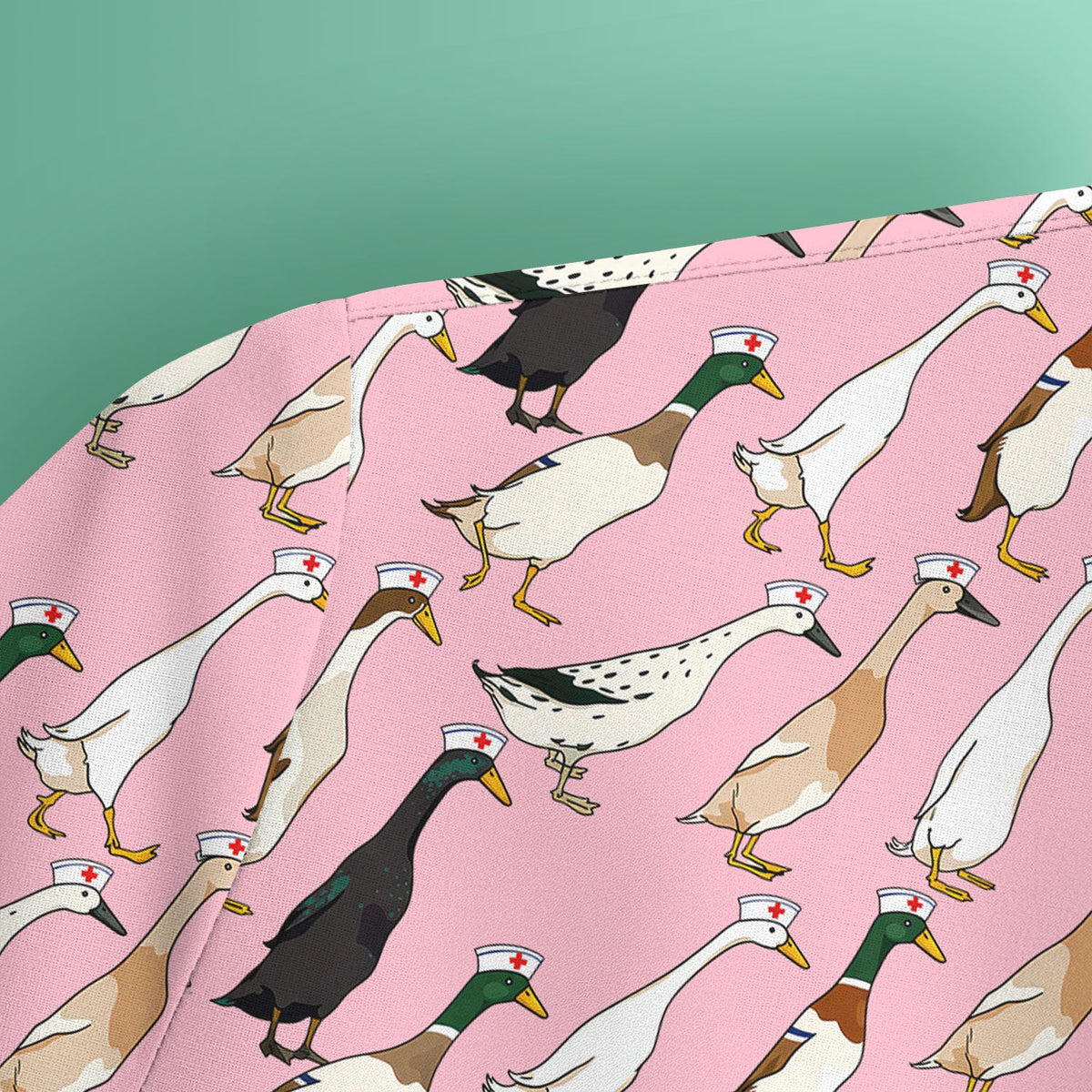 Duck Pattern Nurse Scrub Top