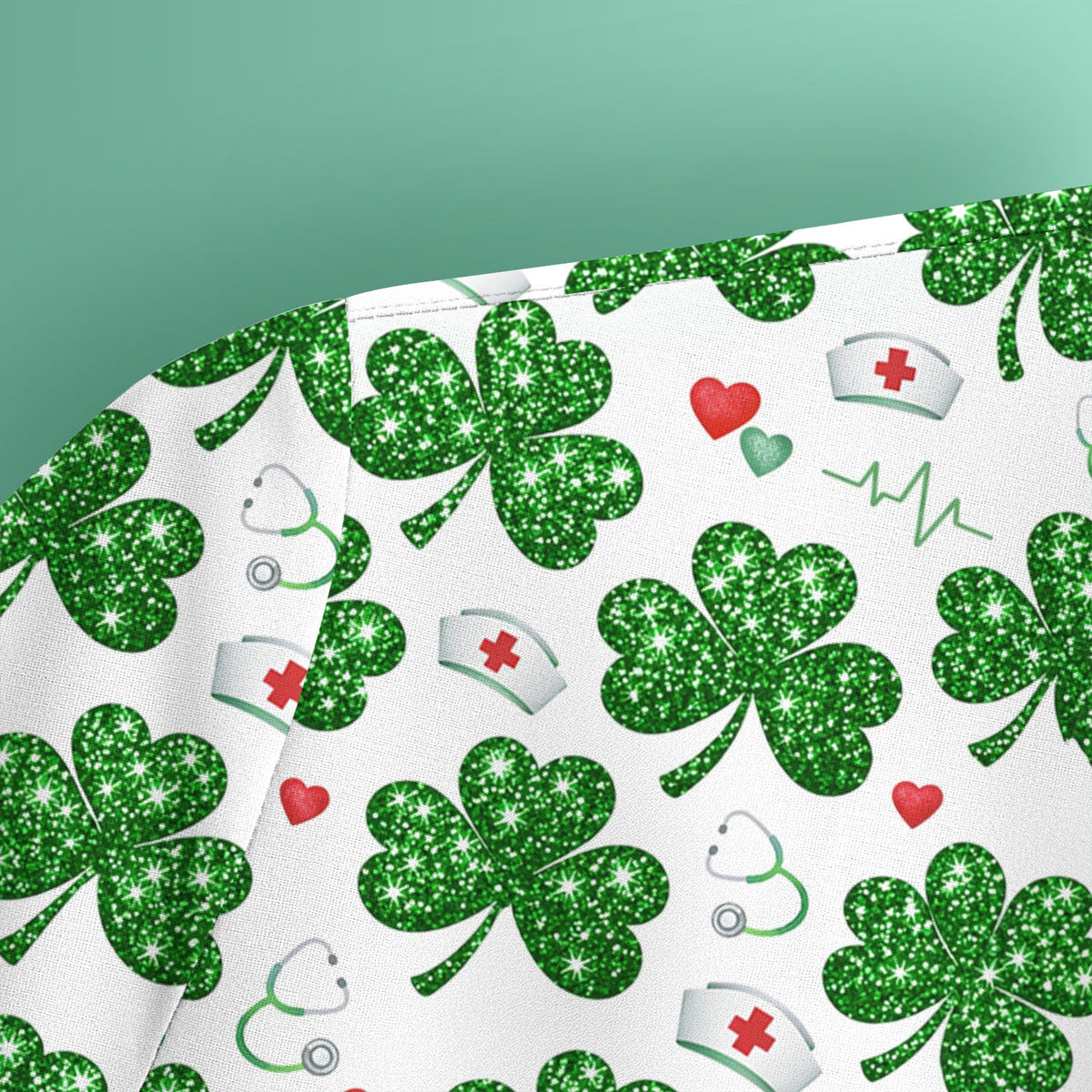 St Patrick Clover Nurse Scrub Top