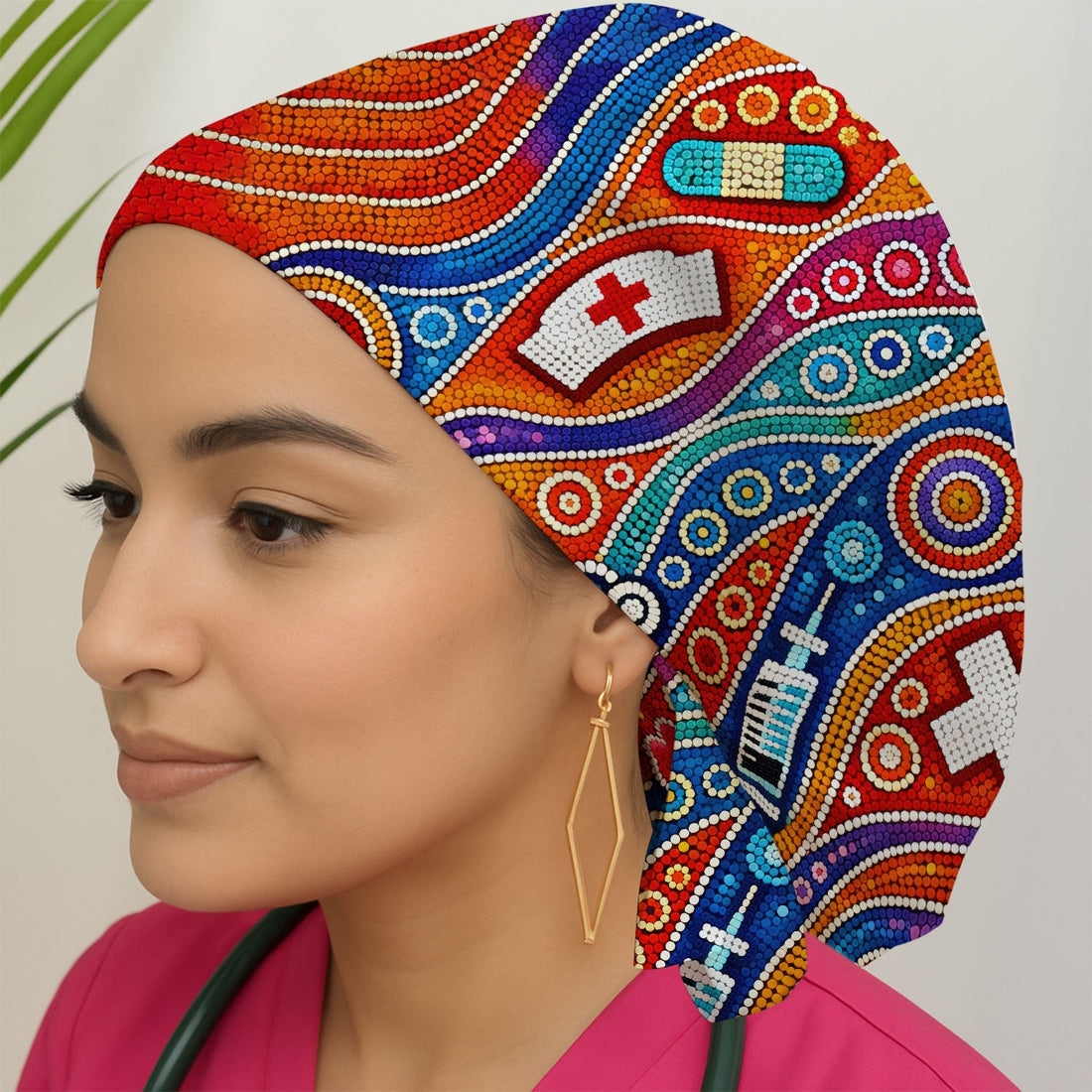 Aboriginal Dot Art Artistic Scrub Cap