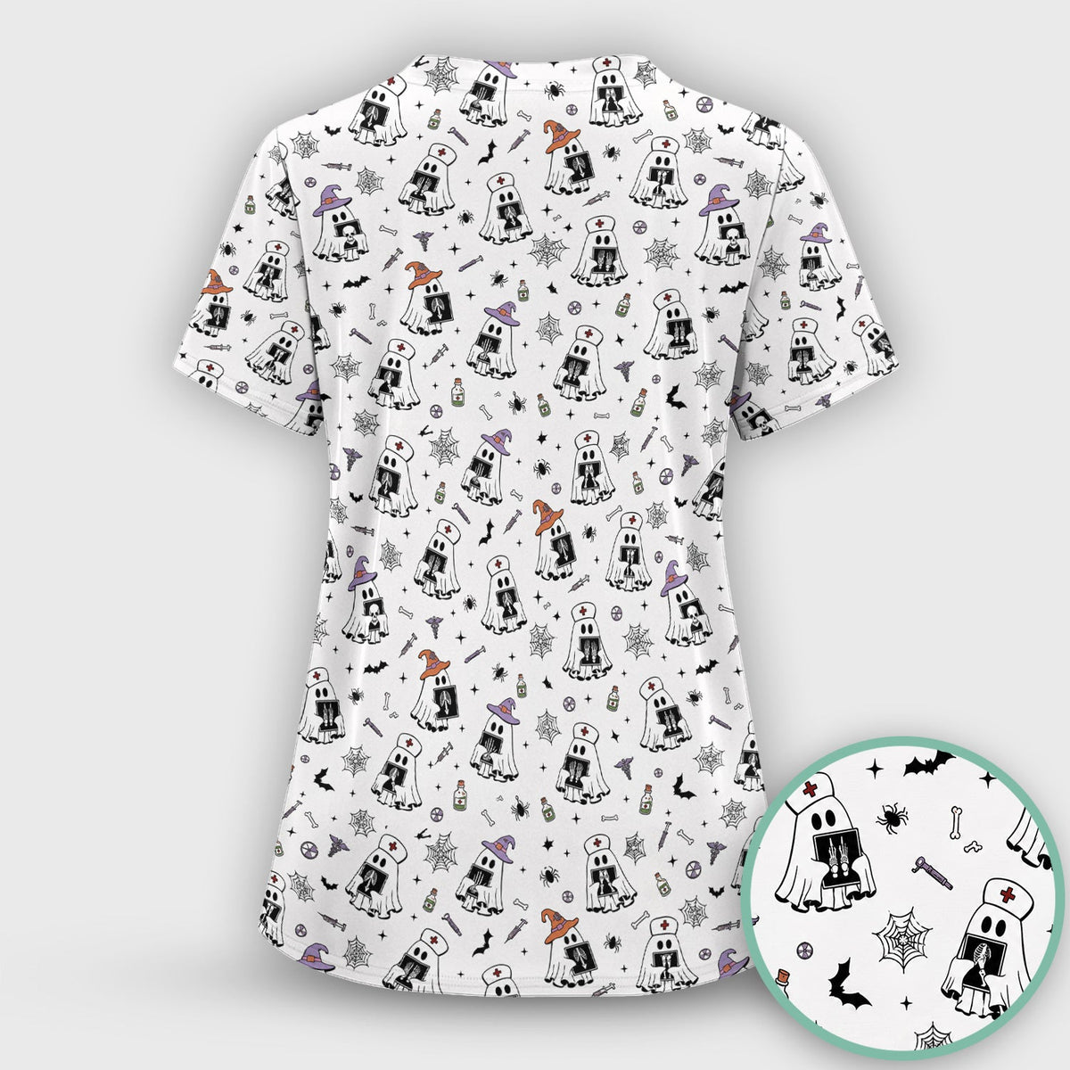 Ghost Nurses with X-Rays Scrub Top - Halloween Gift