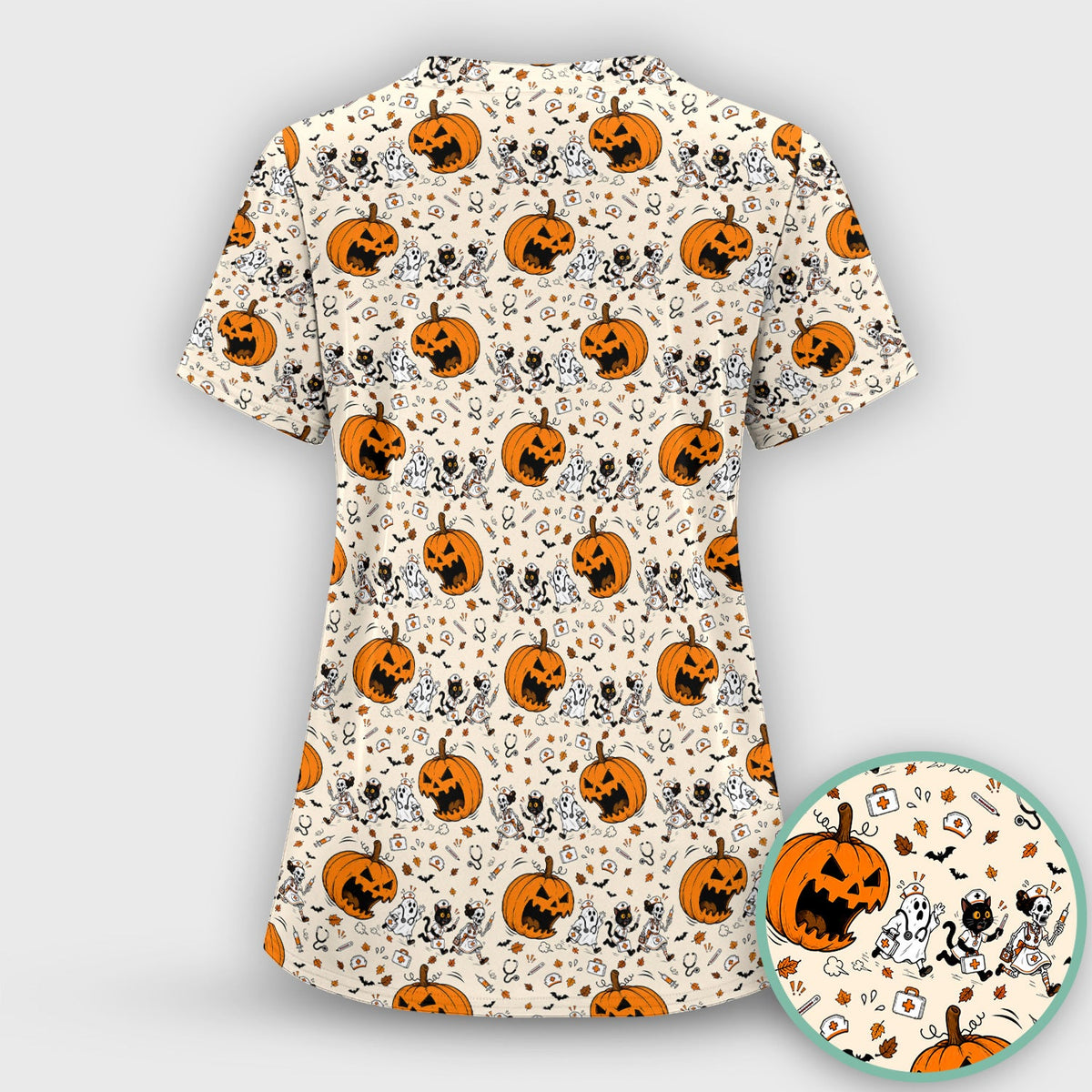 Pumpkin Chasing Nurse Scrub Top - Halloween Gift
