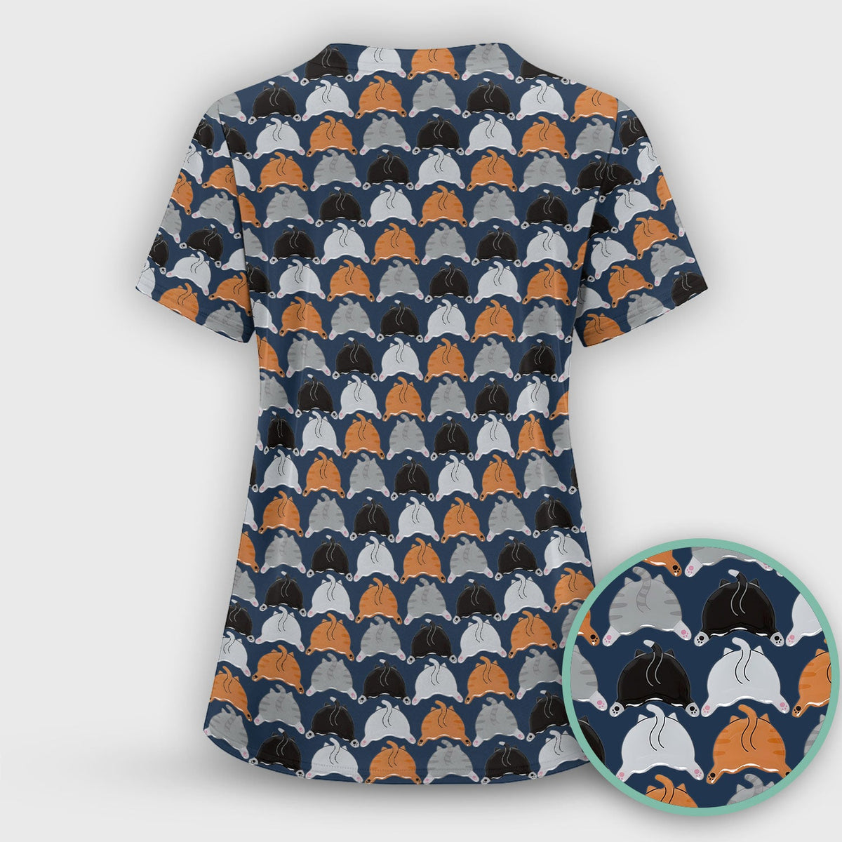 Multicolor Cat Nurse Scrub Set