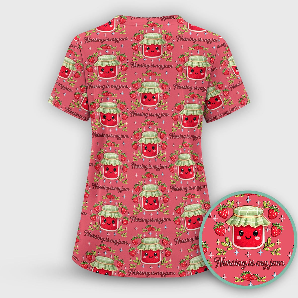 Strawberry Jam Nurse Scrub Top